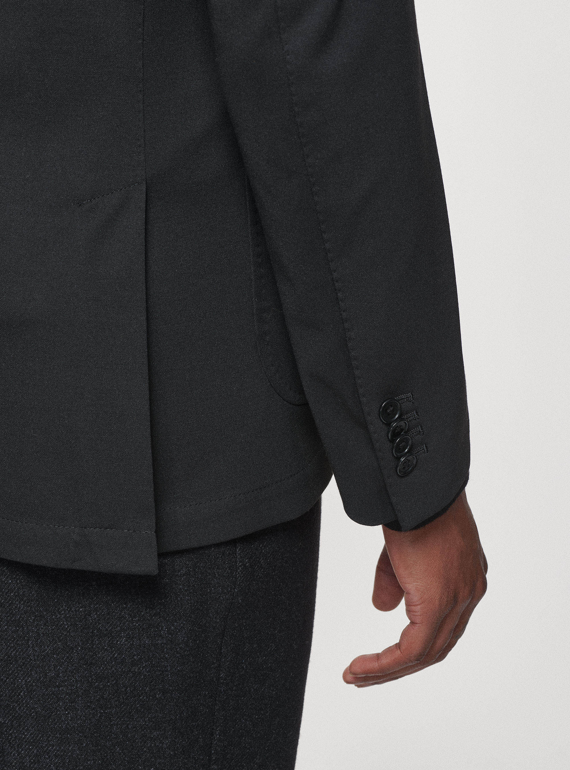 Giacca nera in jersey stretch, NERO