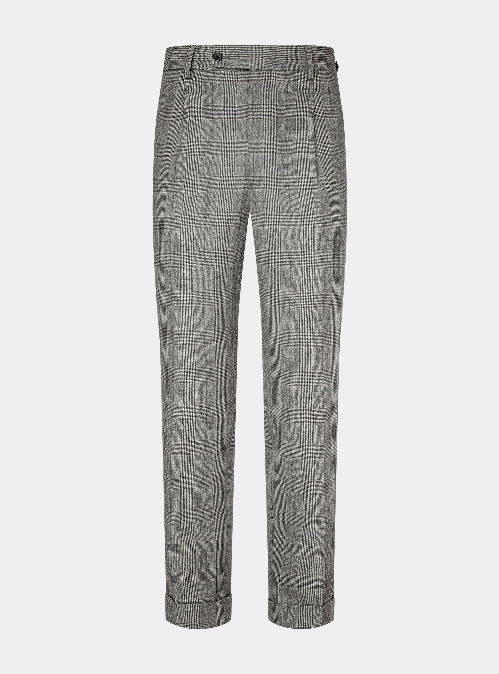 Pantaloni in lana principe di Galles, GRIGIO CHIARO MELANGE