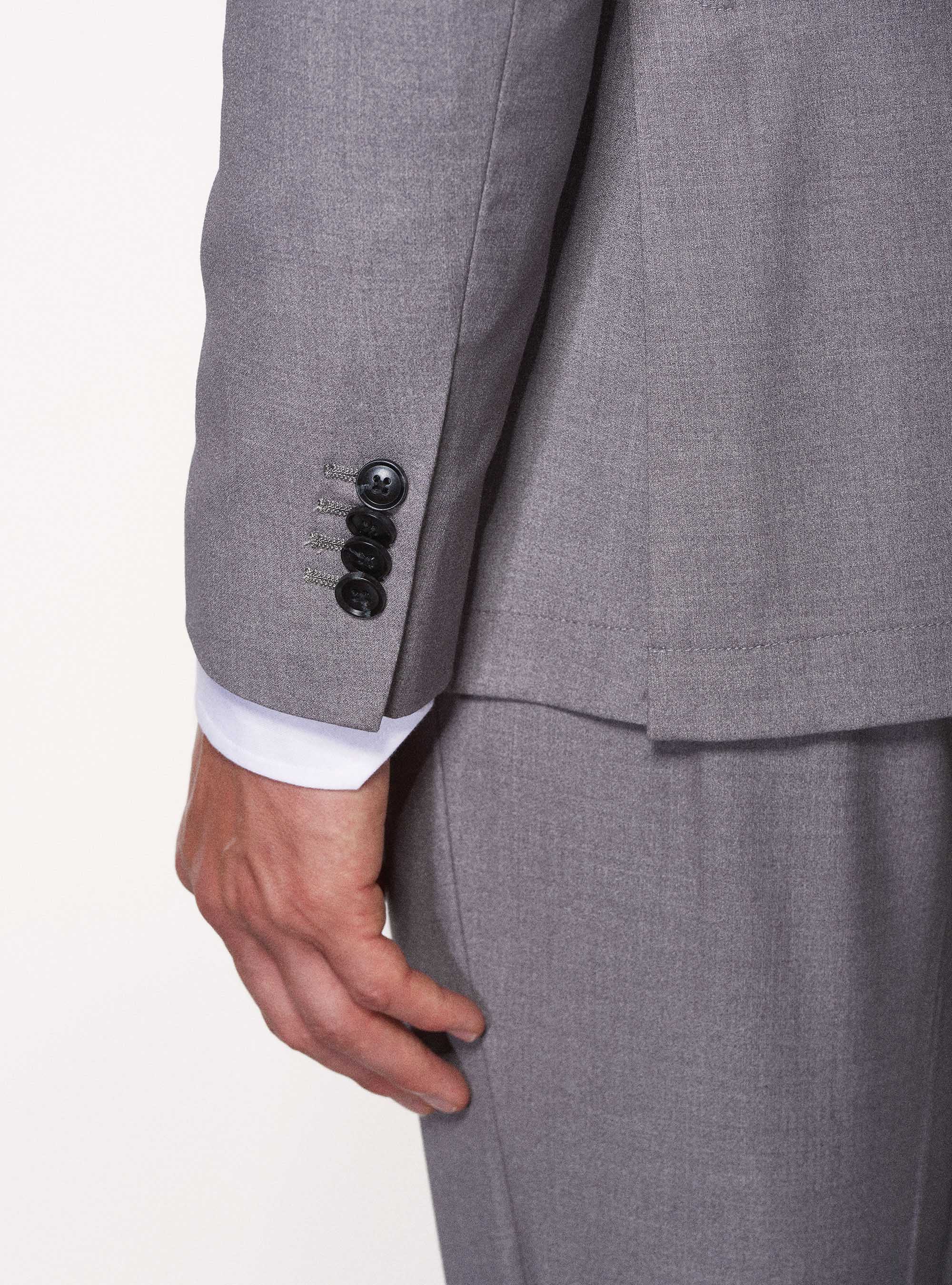 Giacca per abito slim fit con tasche a toppa, GRIGIO MELANGE 0151C