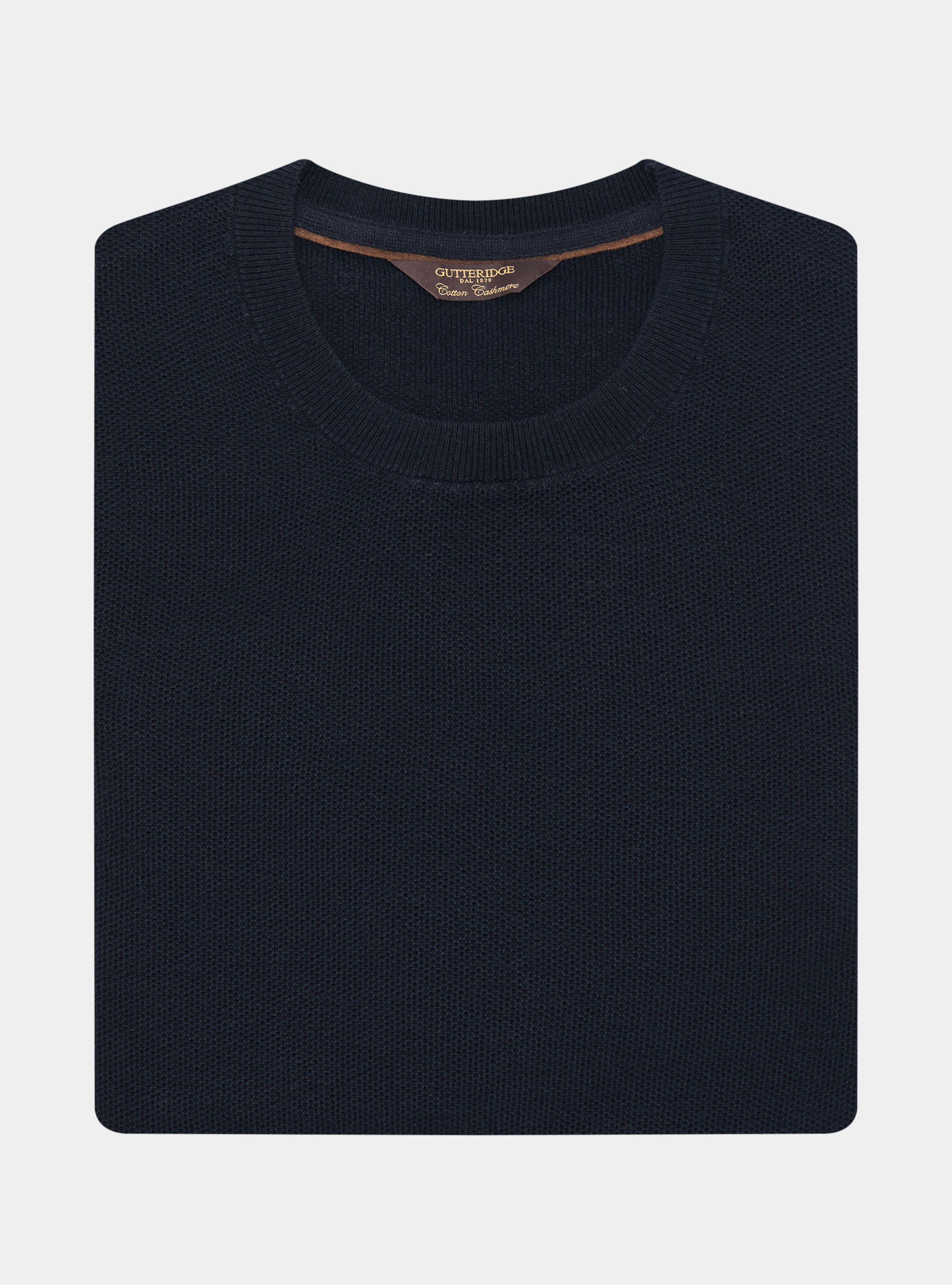 Trikot mit Rundhalsausschnitt aus Baumwolle und Kaschmir mit Wabenmuster, NAVY 0218C