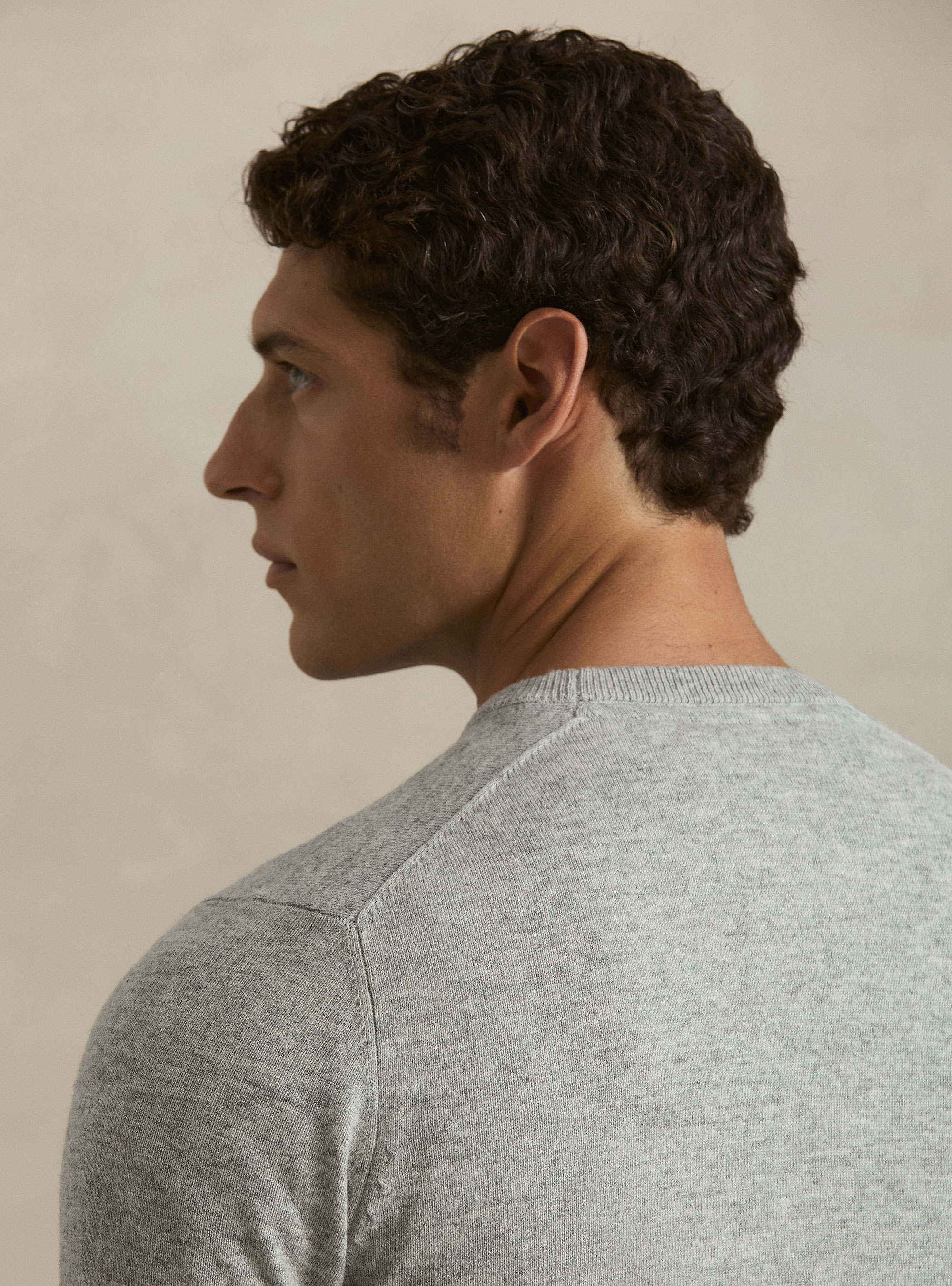 Girocollo in maglia in lana poliammide cashmere, LIGHT GREY MELANGE
