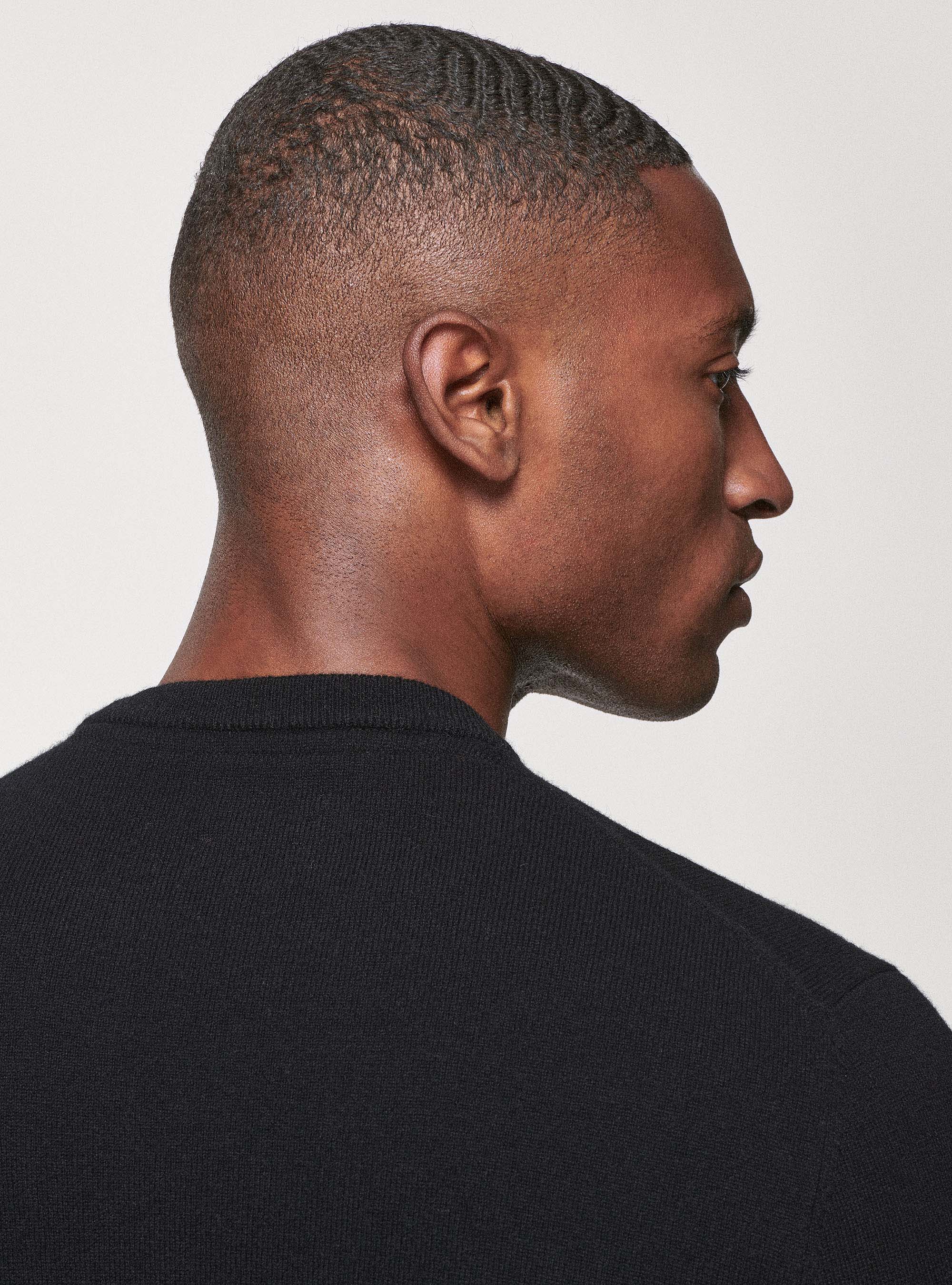 Maglia girocollo in lana lambswool e cashmere, NERO