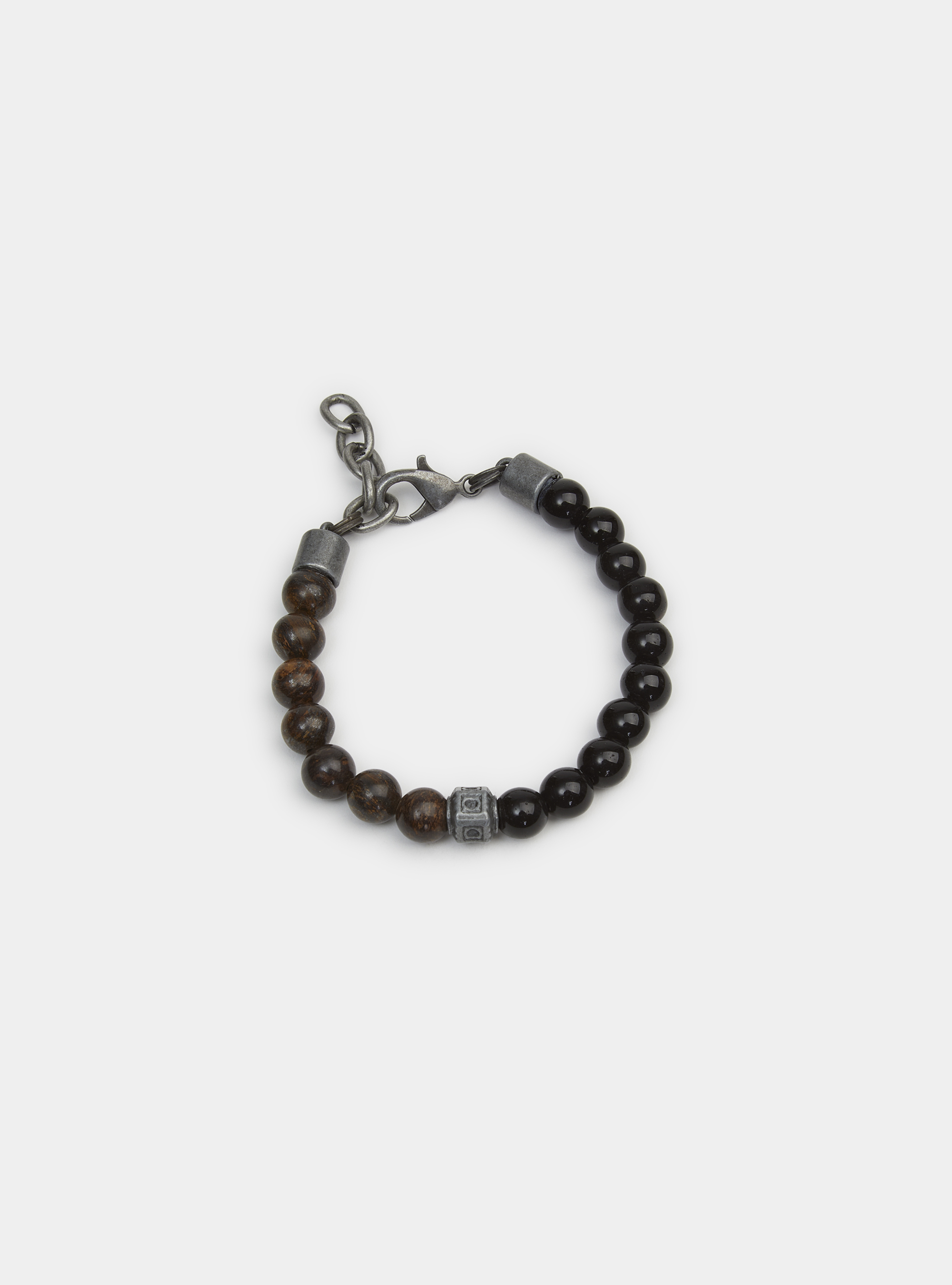 Bracelet with black spheres and hook, BLACK