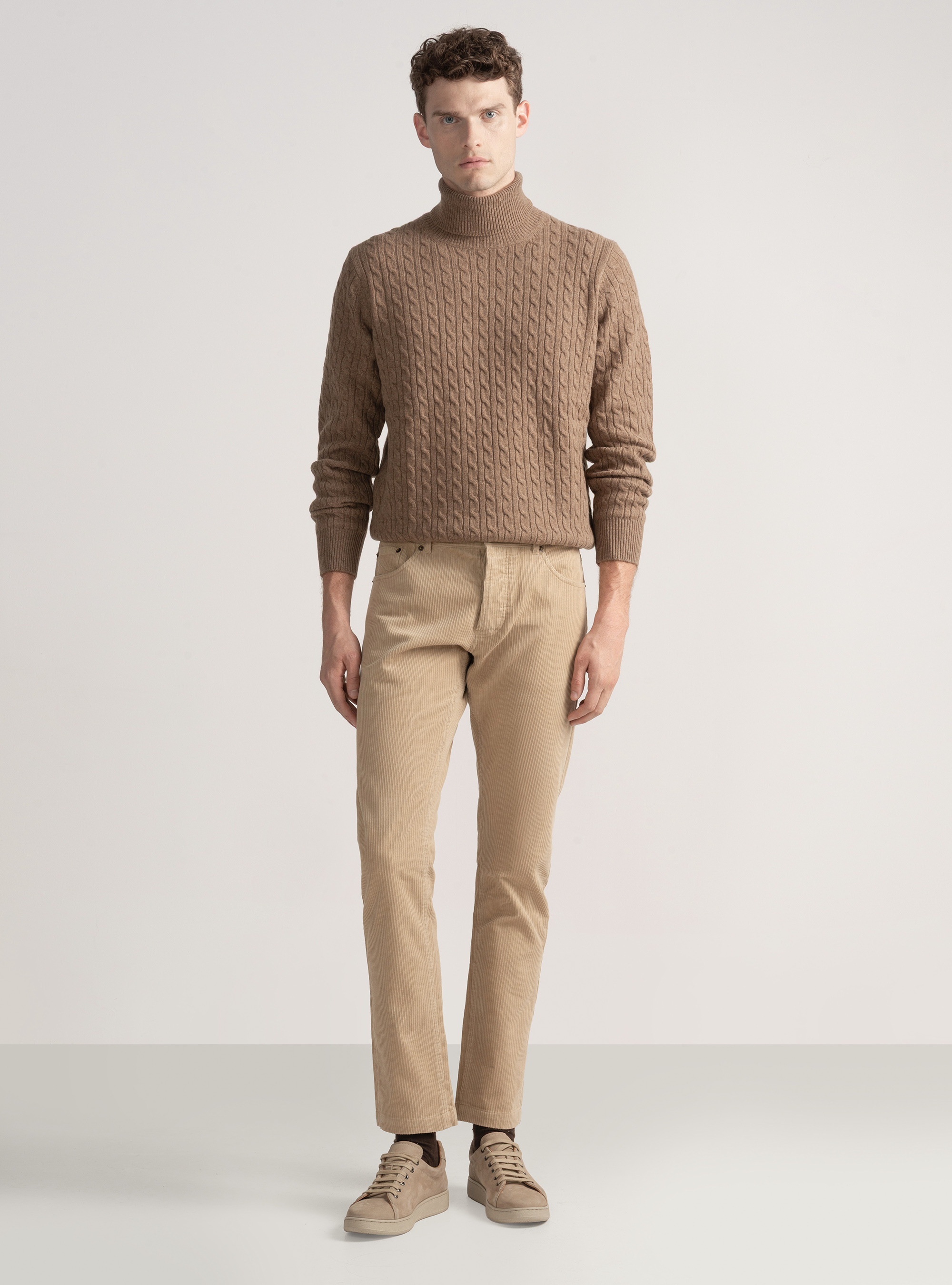 Pantaloni cinque tasche in velluto, SABBIA