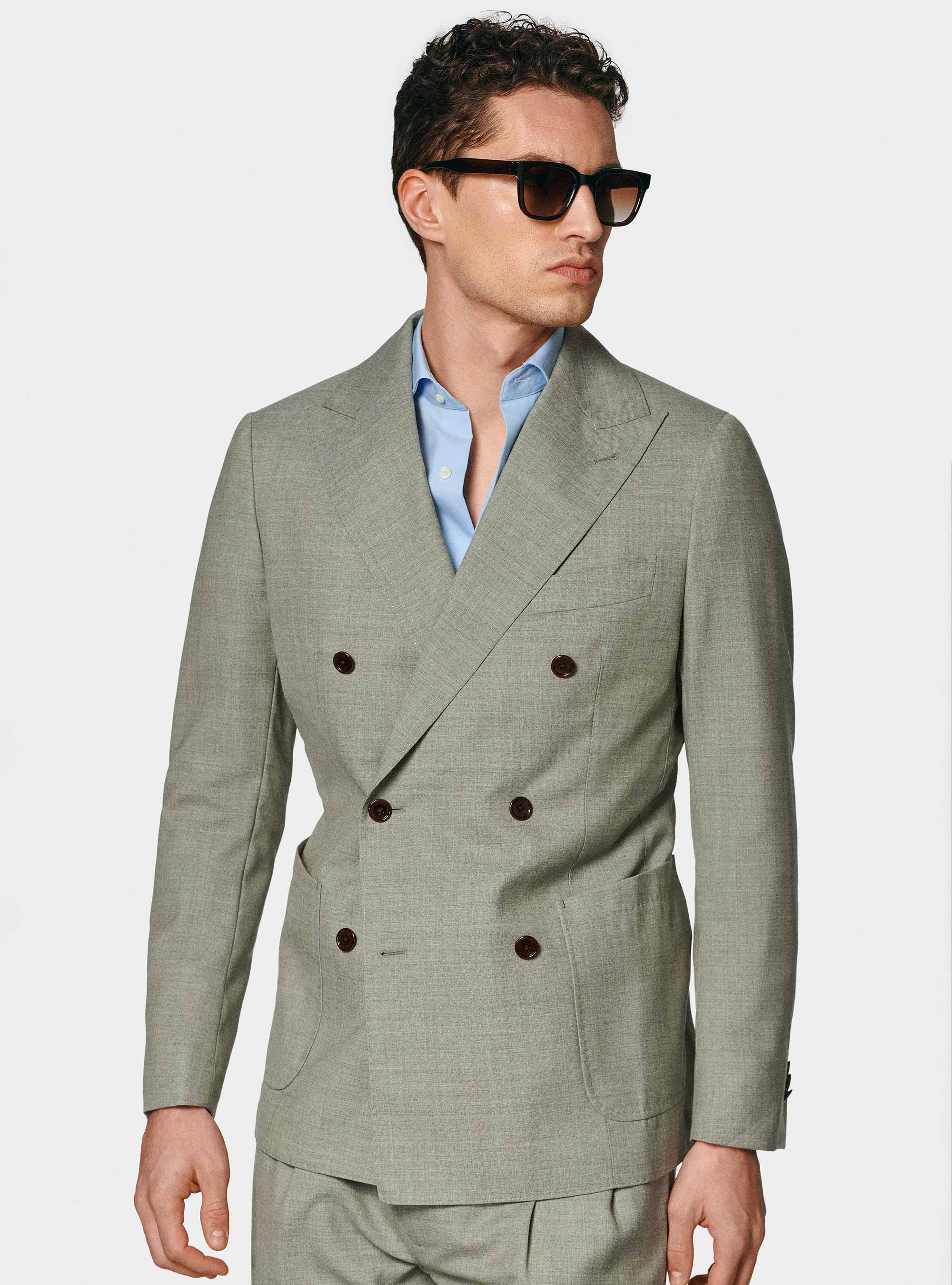 Zweireihige Jacke aus reiner Wolle von Vitale Barberis Canonico, ECRU 0560C
