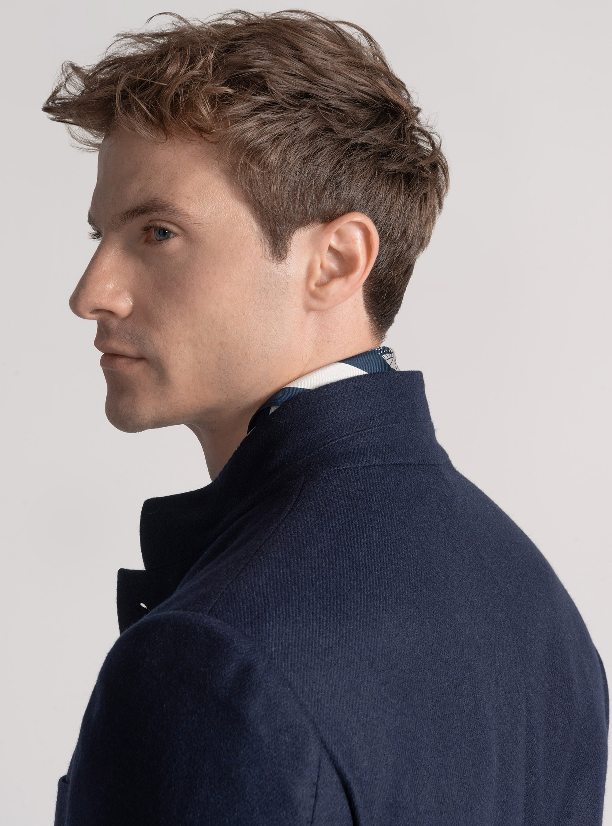 Korean wool flannel blazer, NAVY BLUE