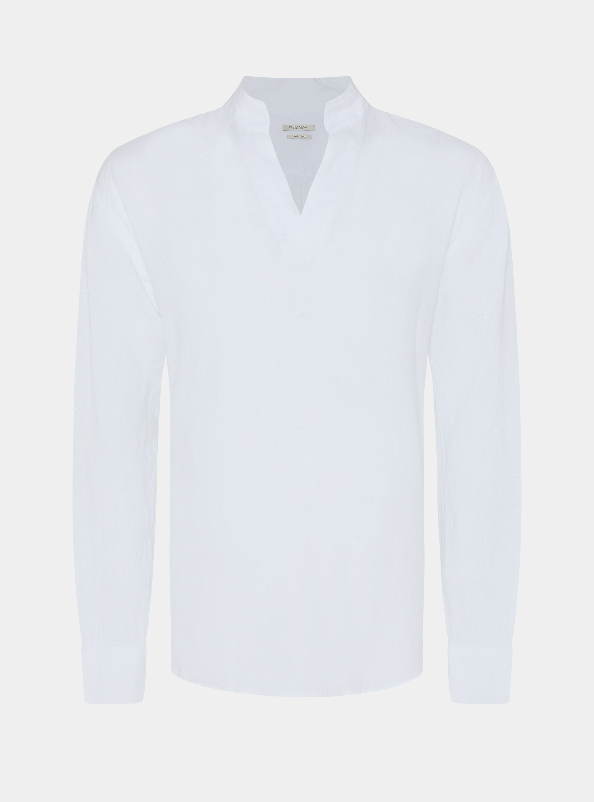Pure linen shirt with wing collar, WHITE