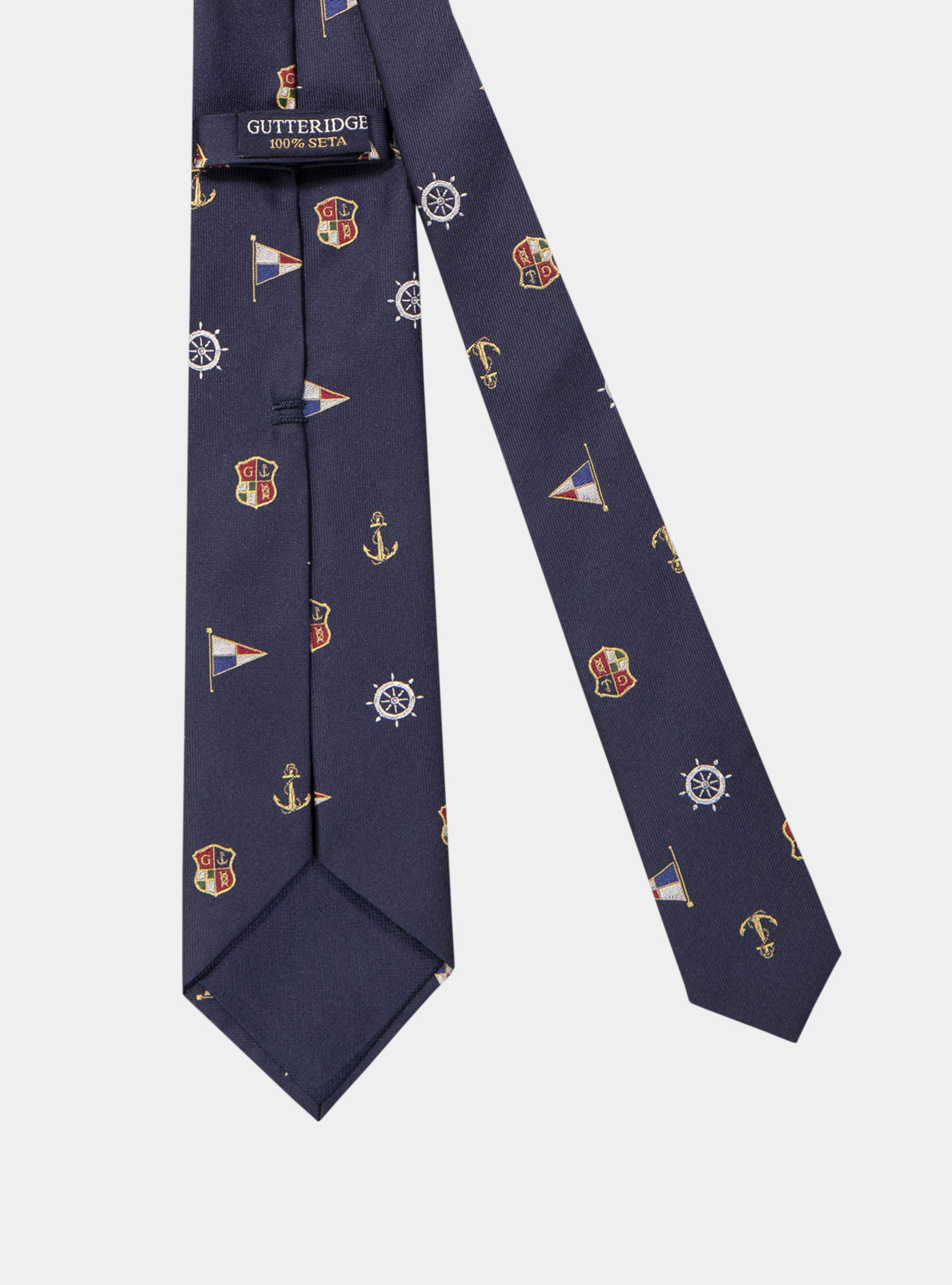 Cravatta in seta fantasia marina, BLU NAVY