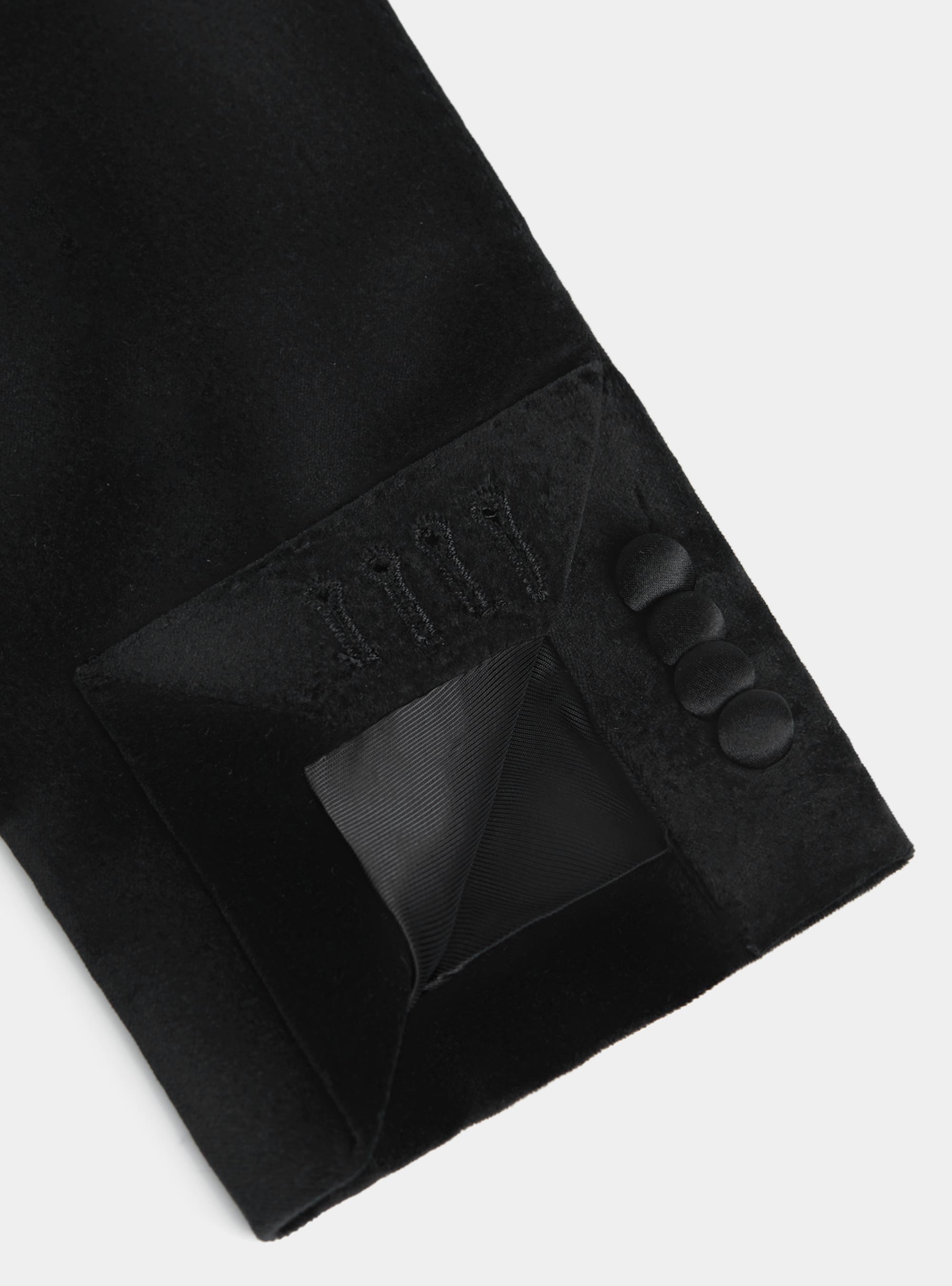 Americana de esmoquin de terciopelo liso, NEGRO