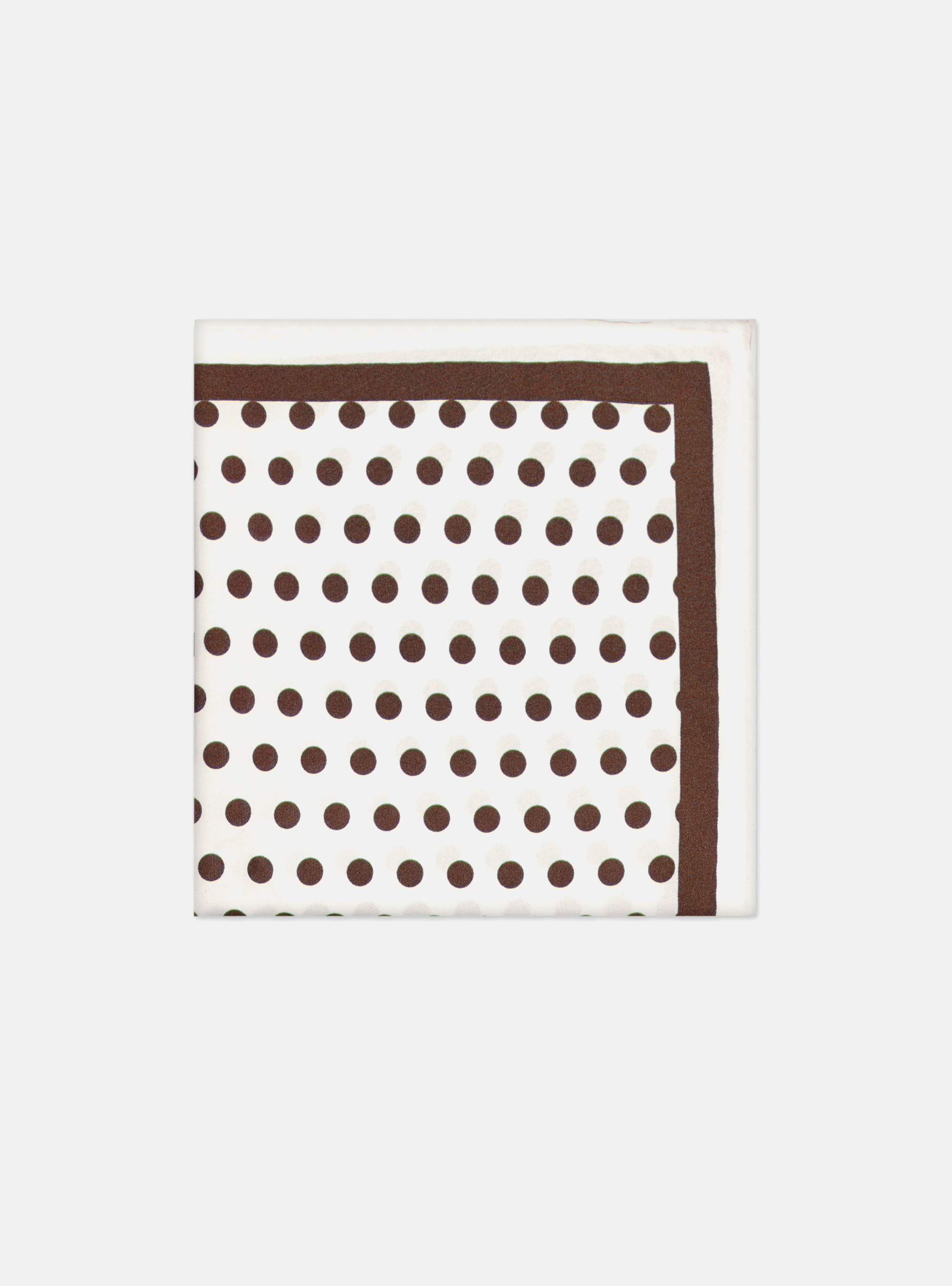 POLKA DOT SILK POCHETTE, DARK BROWN