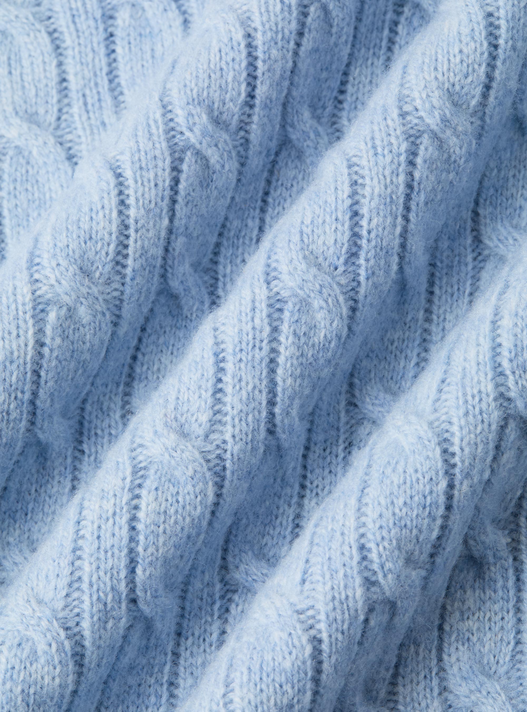 Cashmere wool crew-neck sweater with braid, AZZURRO POLVERE 0283C