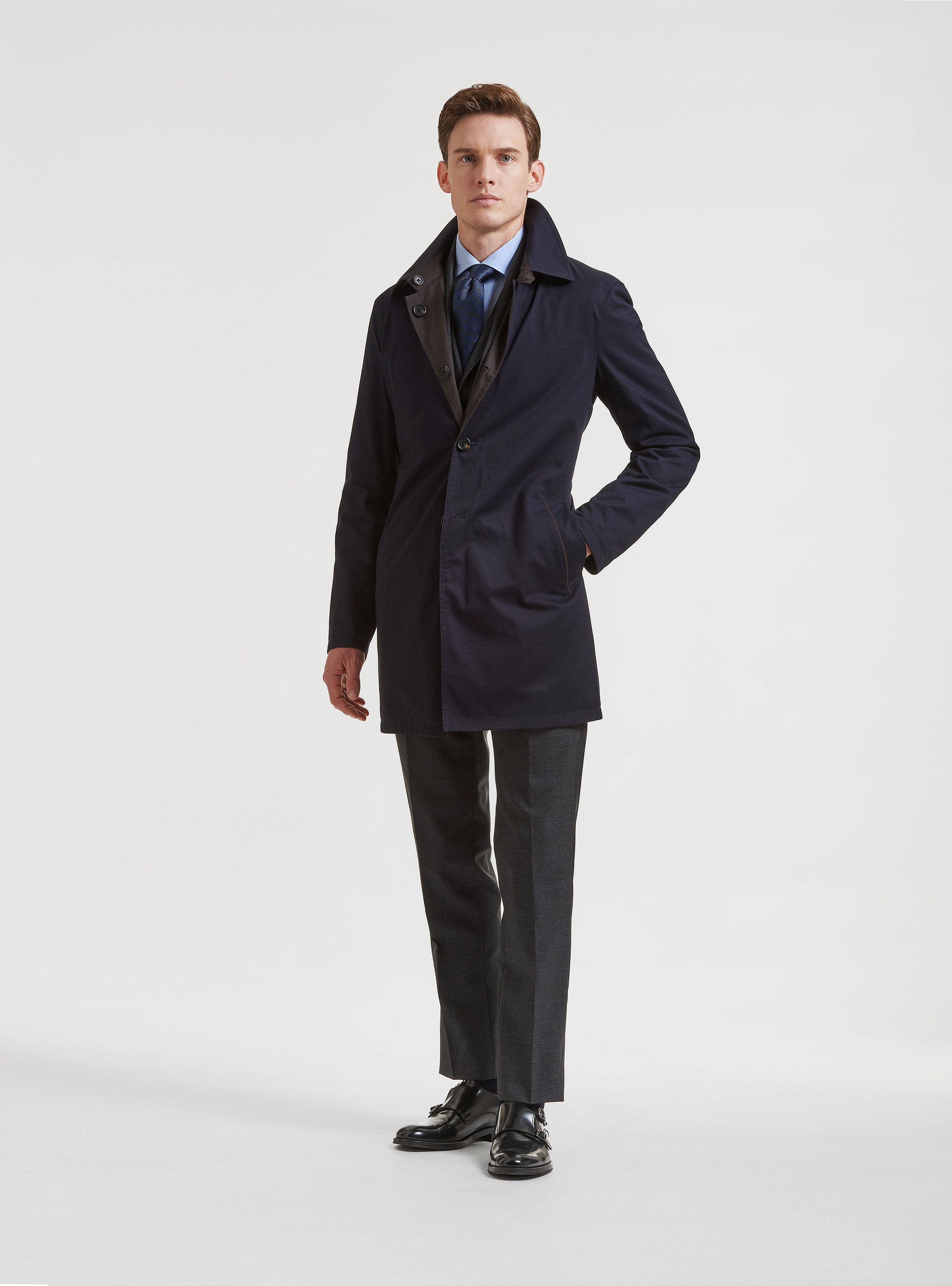 Impermeabile reversibile in tessuto tecnico, BLU NAVY