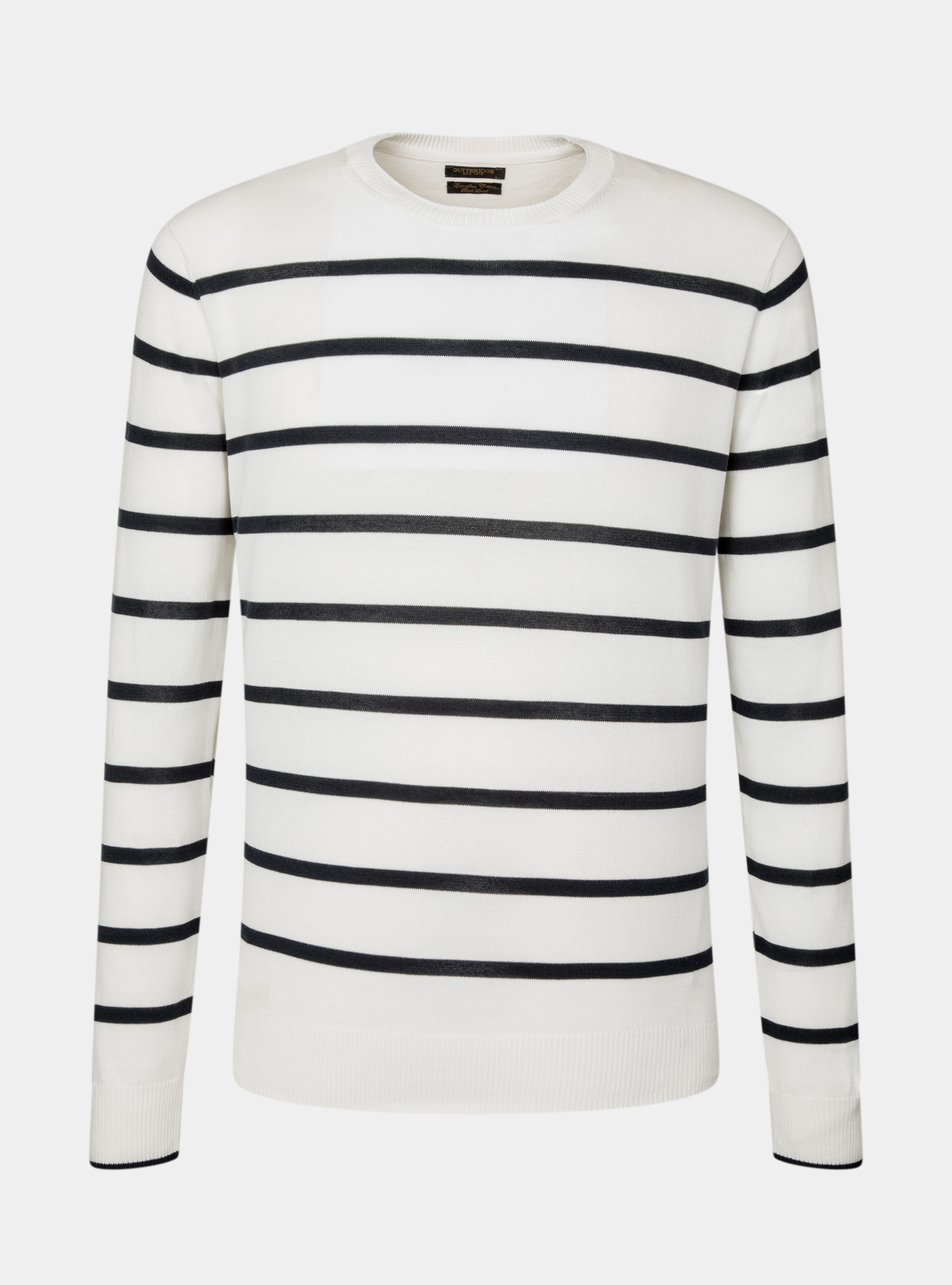 Pullover in maglia a righe, BIANCO