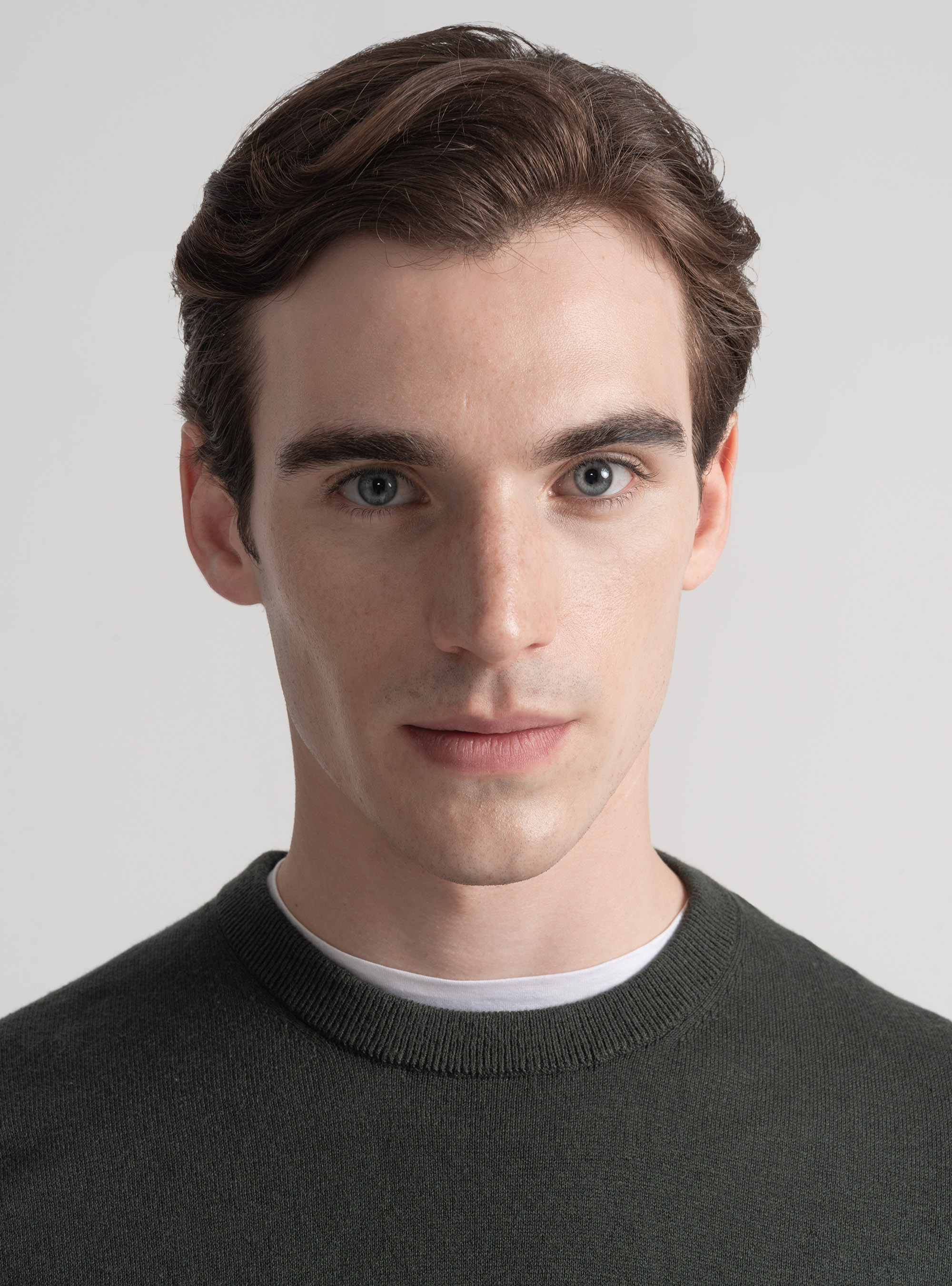 Maglia girocollo in cotone seta e cashmere, MILITARE 0609C