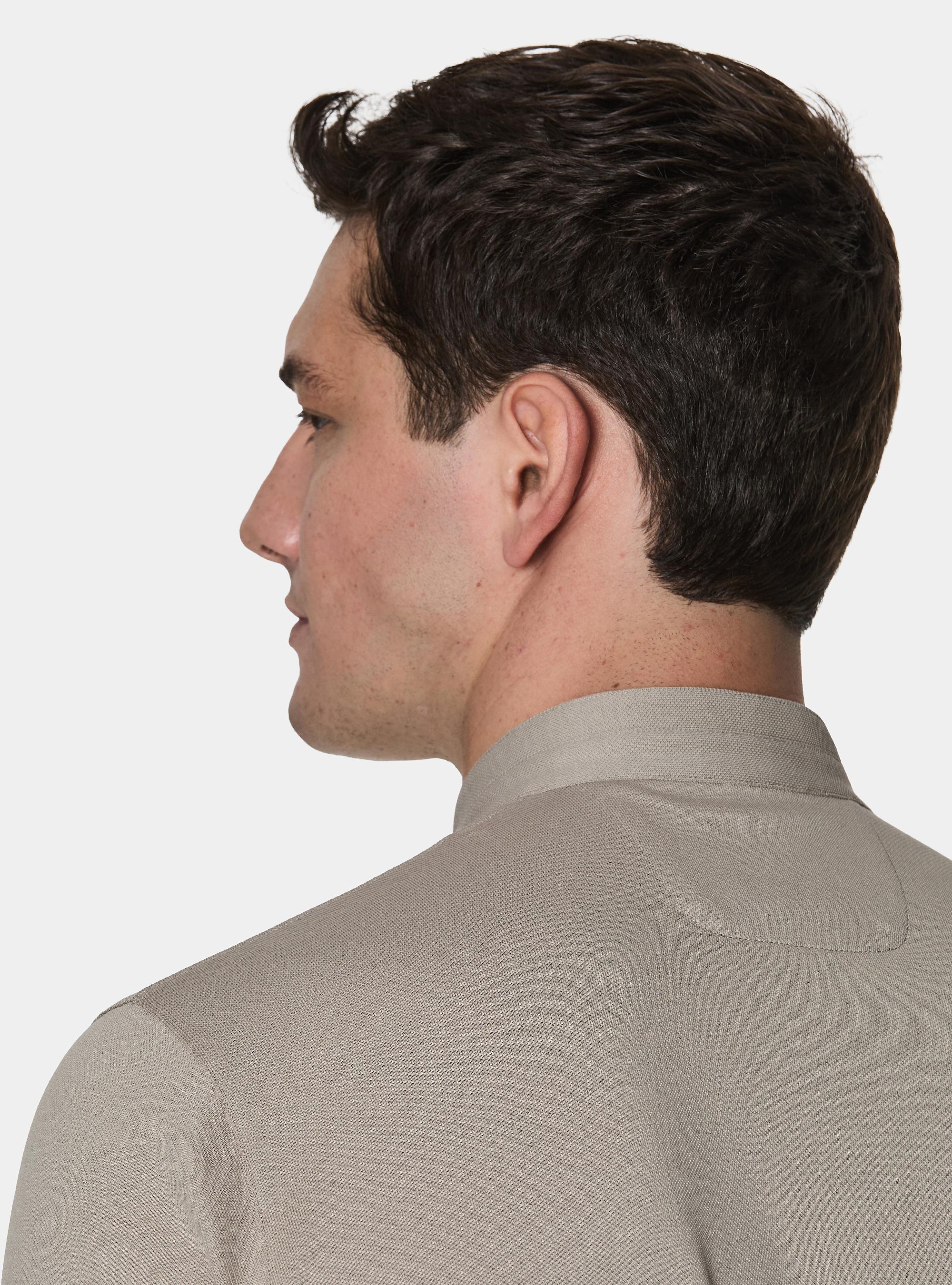 Polo collo coreano in misto cotone stretch, SABBIA 0591C