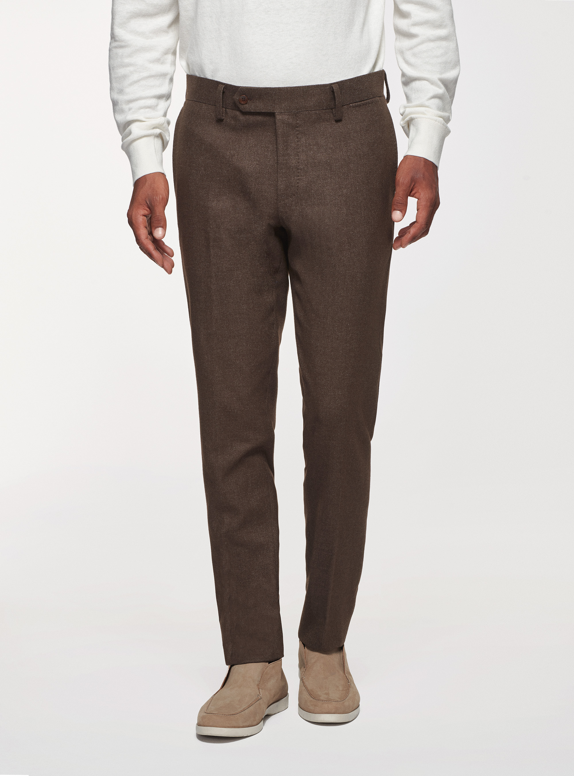 Pantaloni in flanella di lana Duemilagori, MARRONE