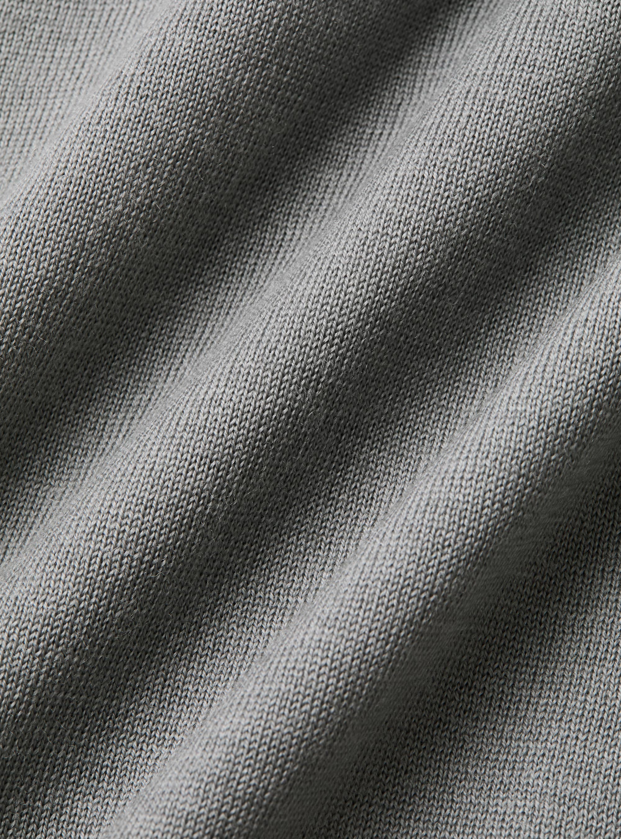 Polo in maglia senza bottoni in lana merino, GRIGIO CHIARO