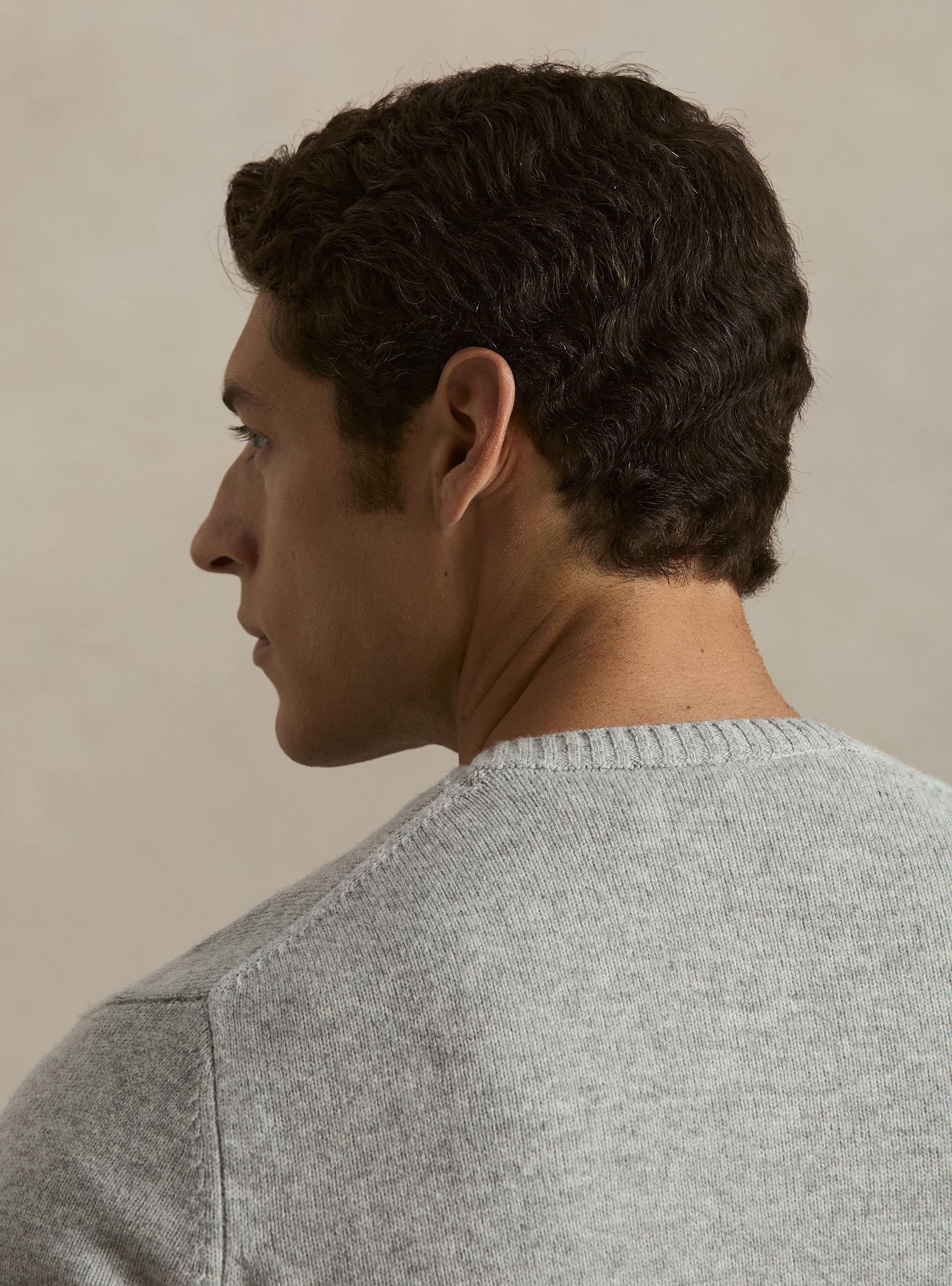 Pullover mit Rundhalsausschnitt aus einer Woll-Kaschmir-Mischung, GRIGIO CHIARO MEL 0150C