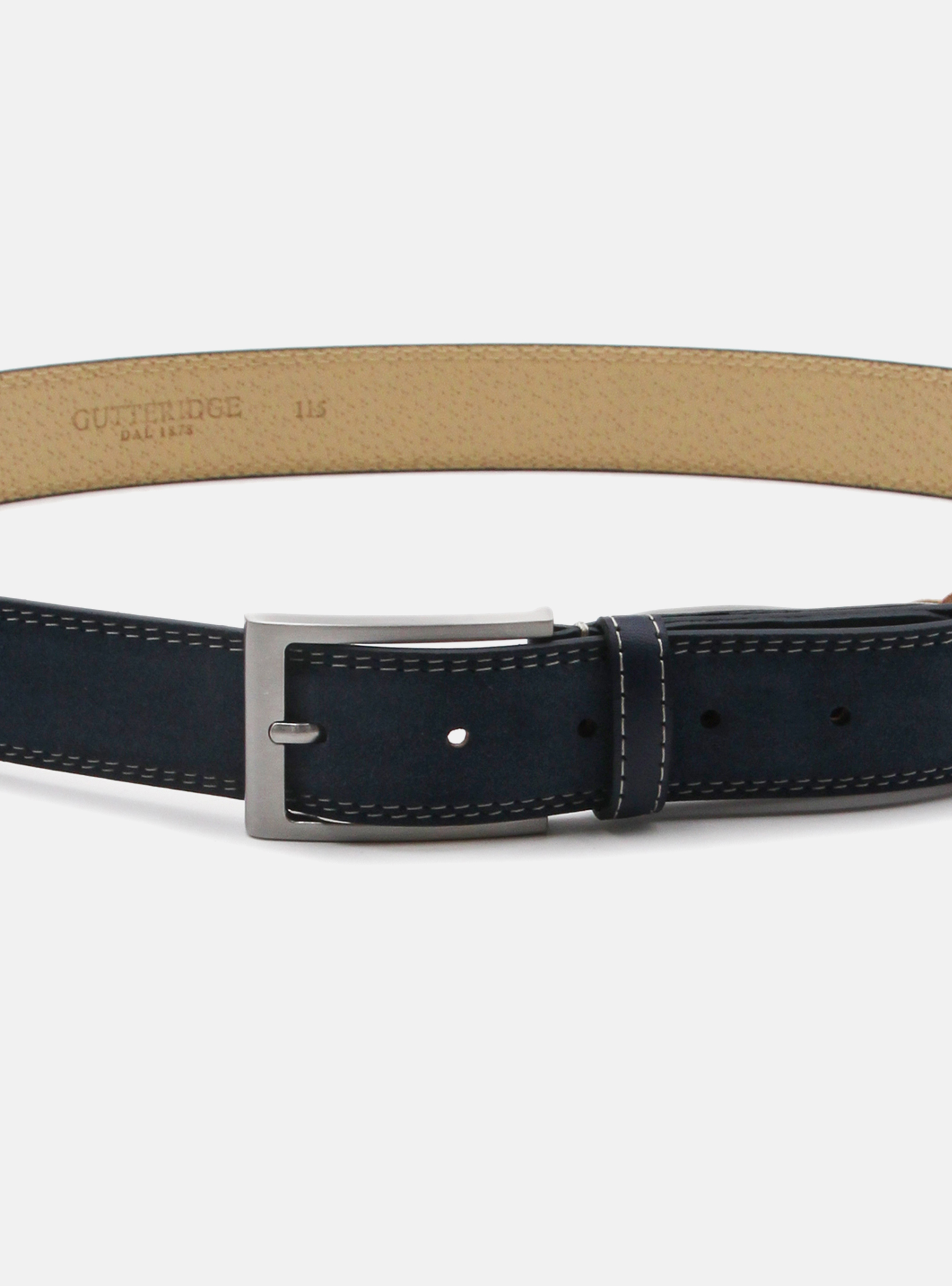 SUEDE LEATHER BELT, BLUE NAVY