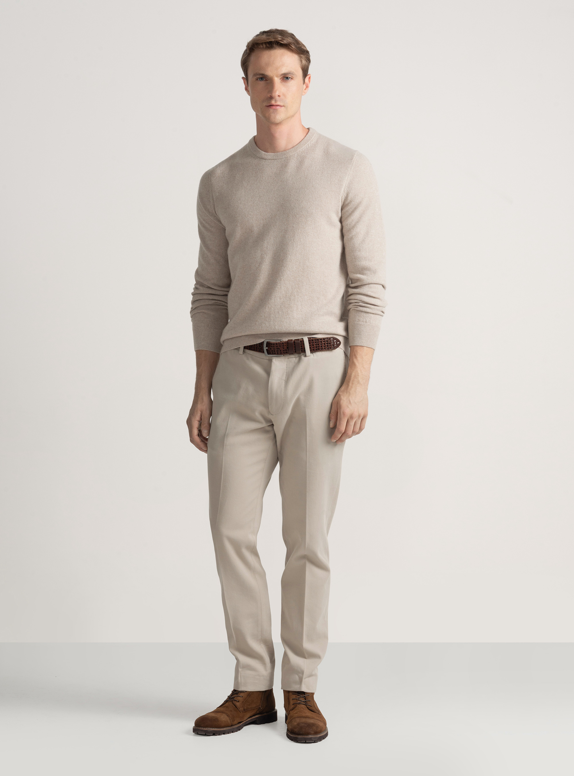 Cashmere crew-neck sweater, ECRU