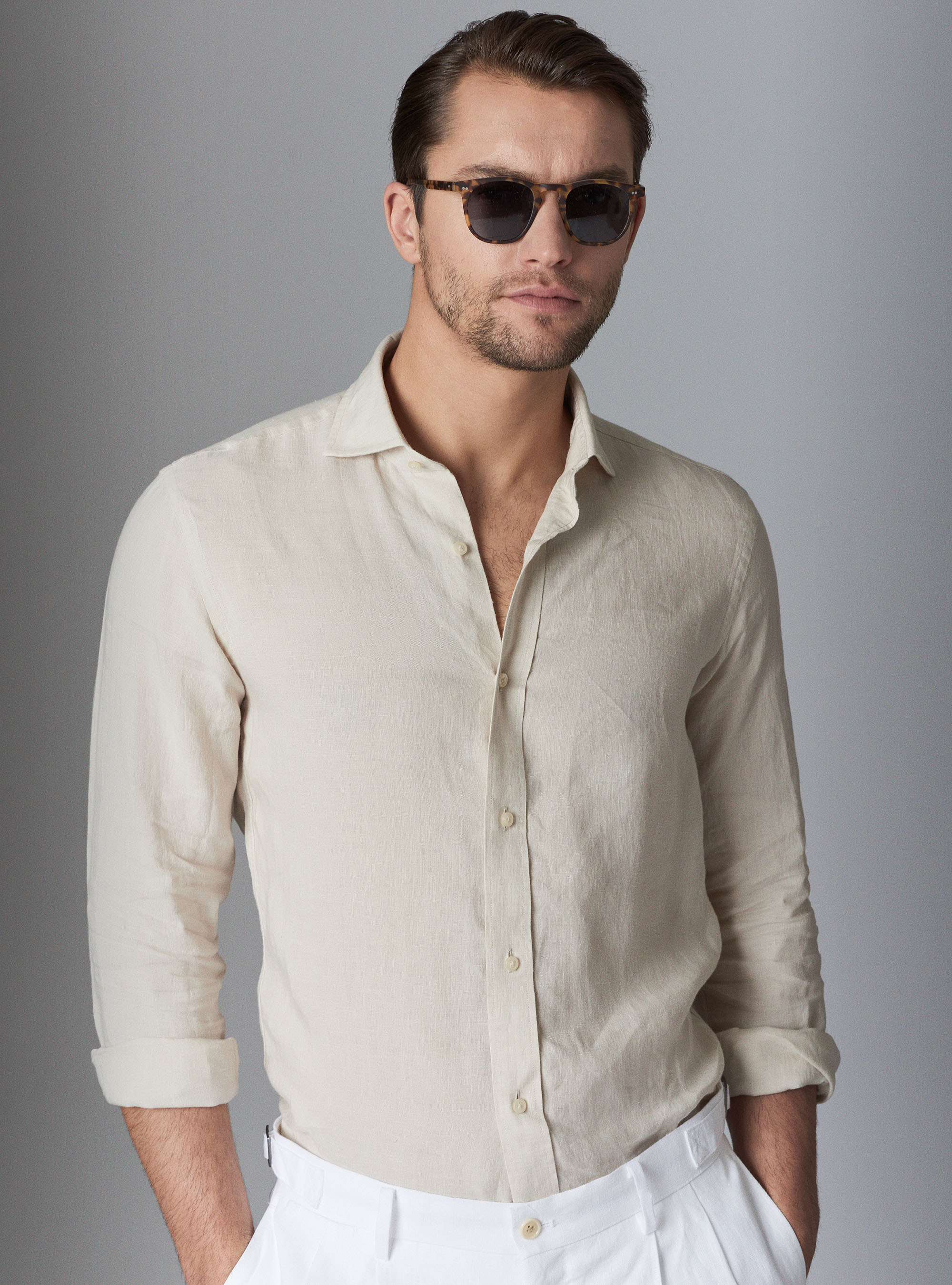  Camisa de lino, CRUDO