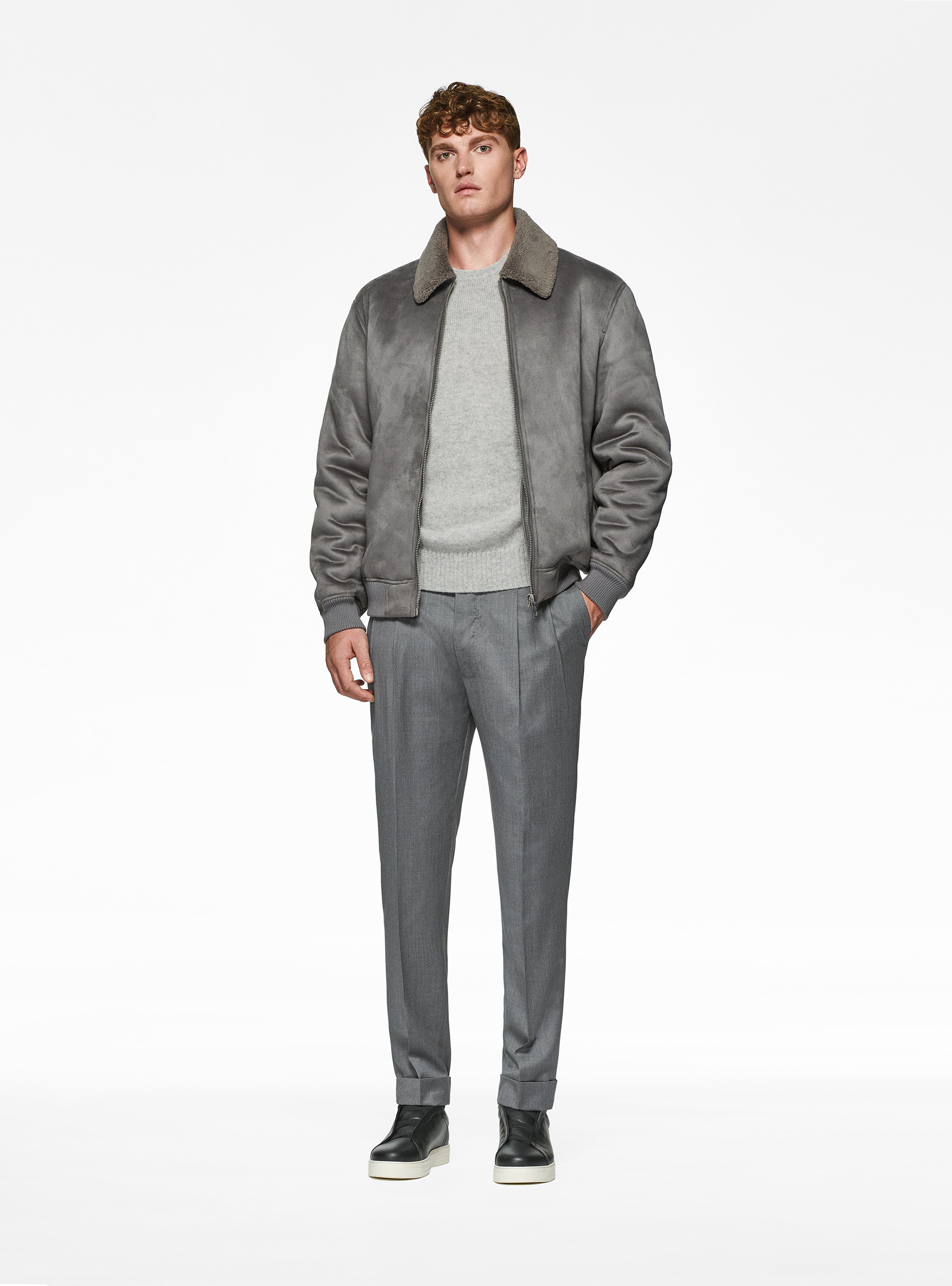 Montone effetto suede, GRIGIO CHIARO