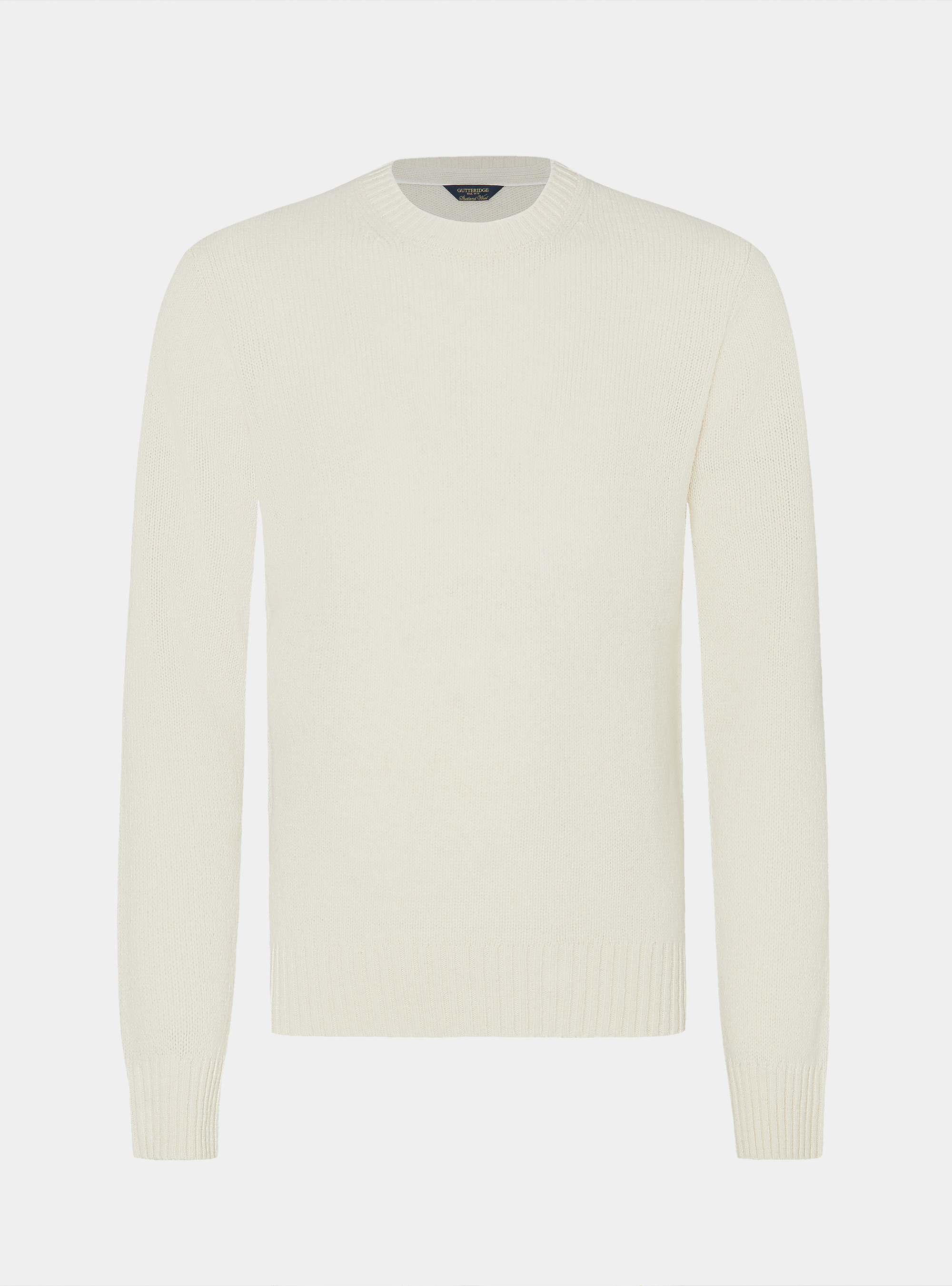 Shetland wool crew-neck sweater, WHITE
