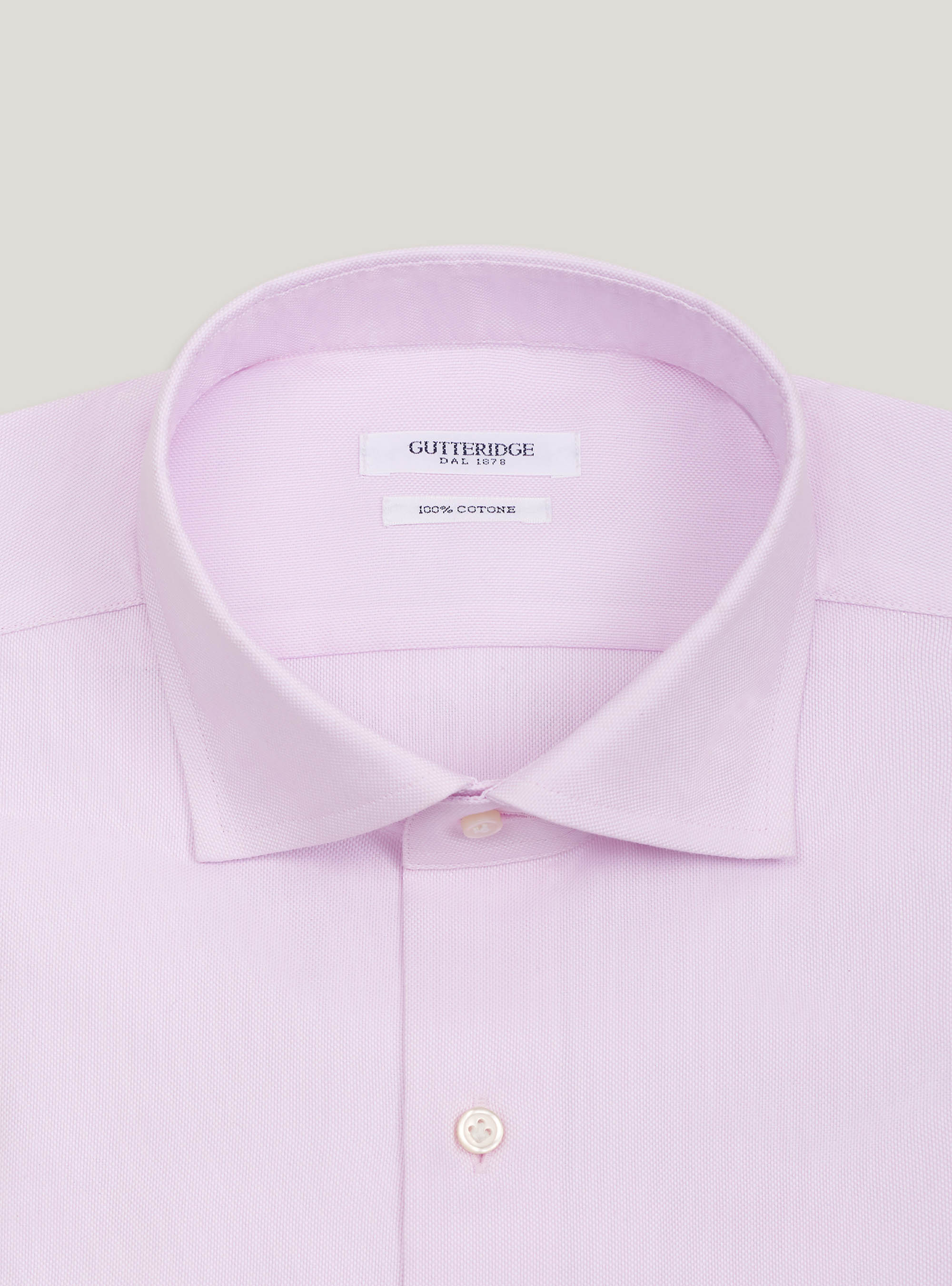 Camicia collo francese semiaperto in oxford, ROSA