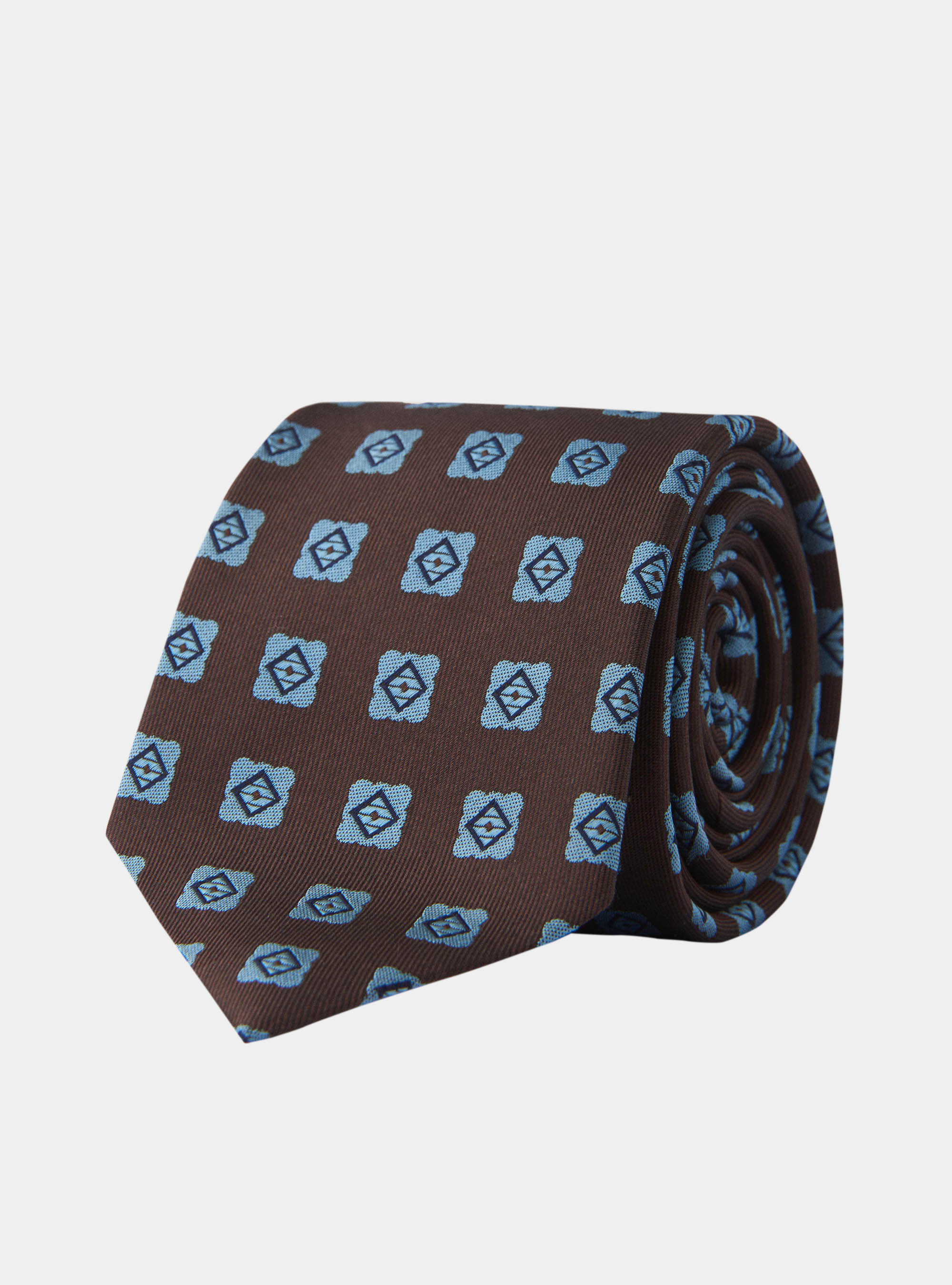 Silk patterned tie, MARRONE 0508C