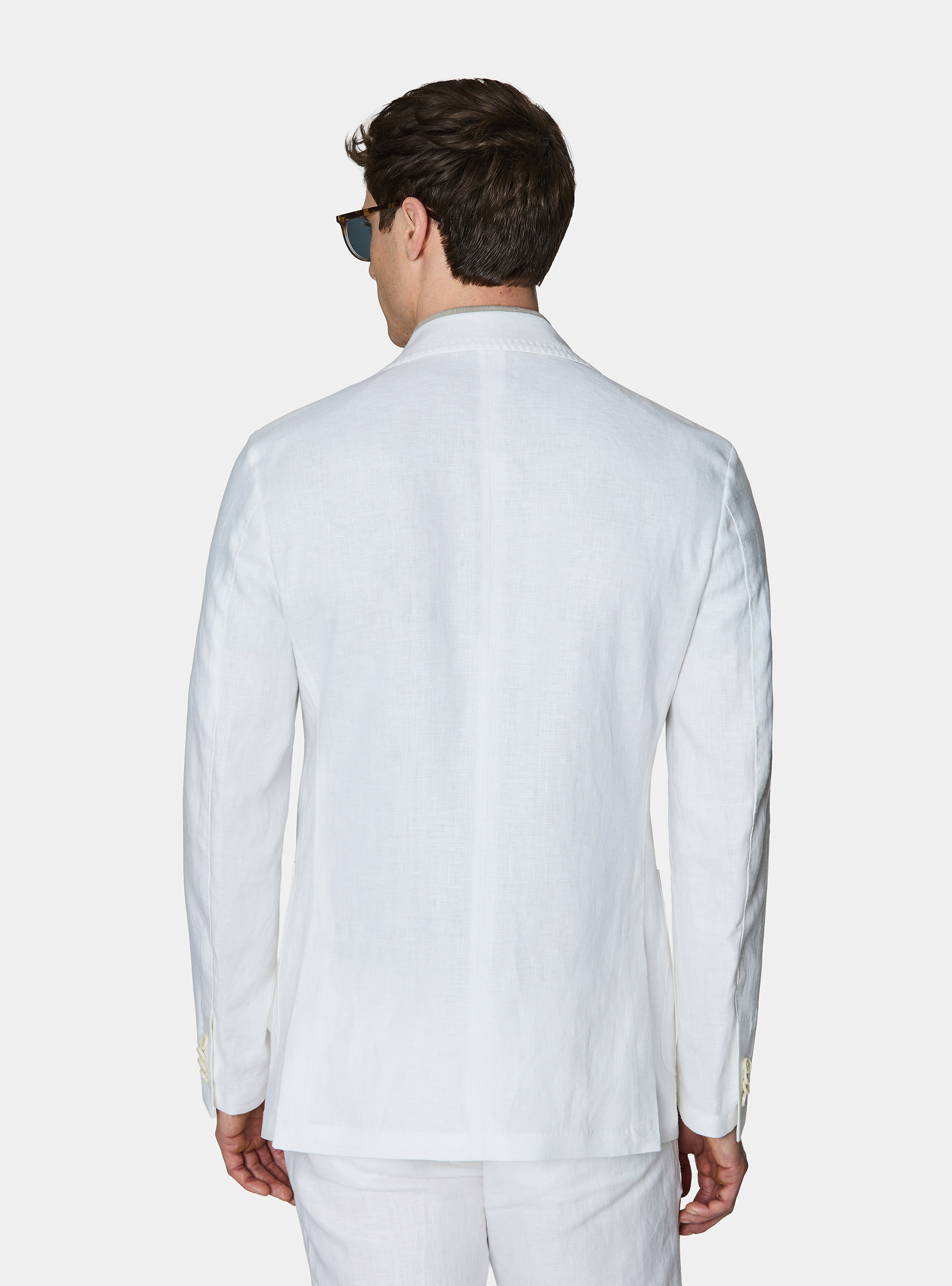 Pure linen suit blazer, WHITE