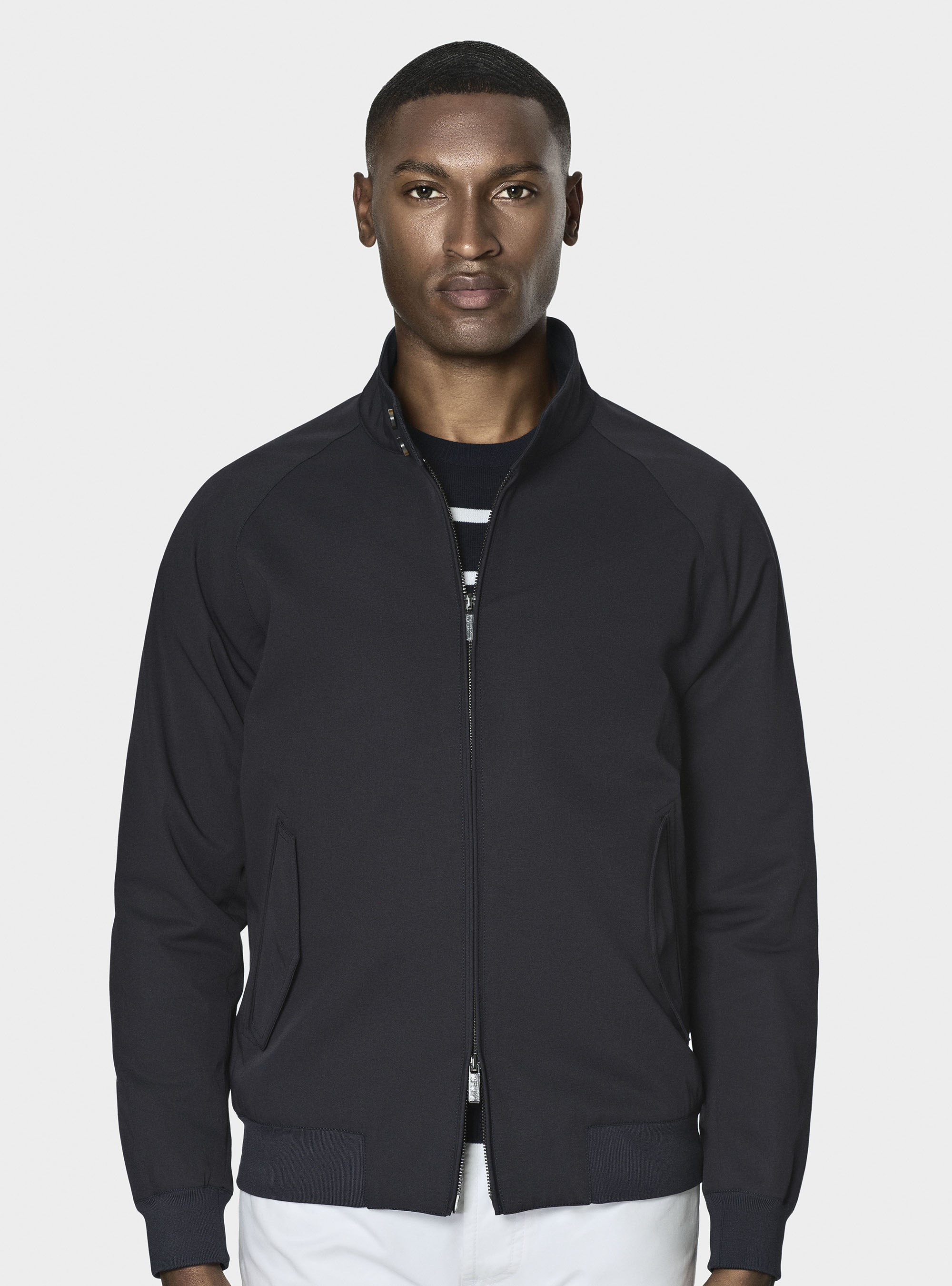 Bomber in misto cotone, BLU NAVY
