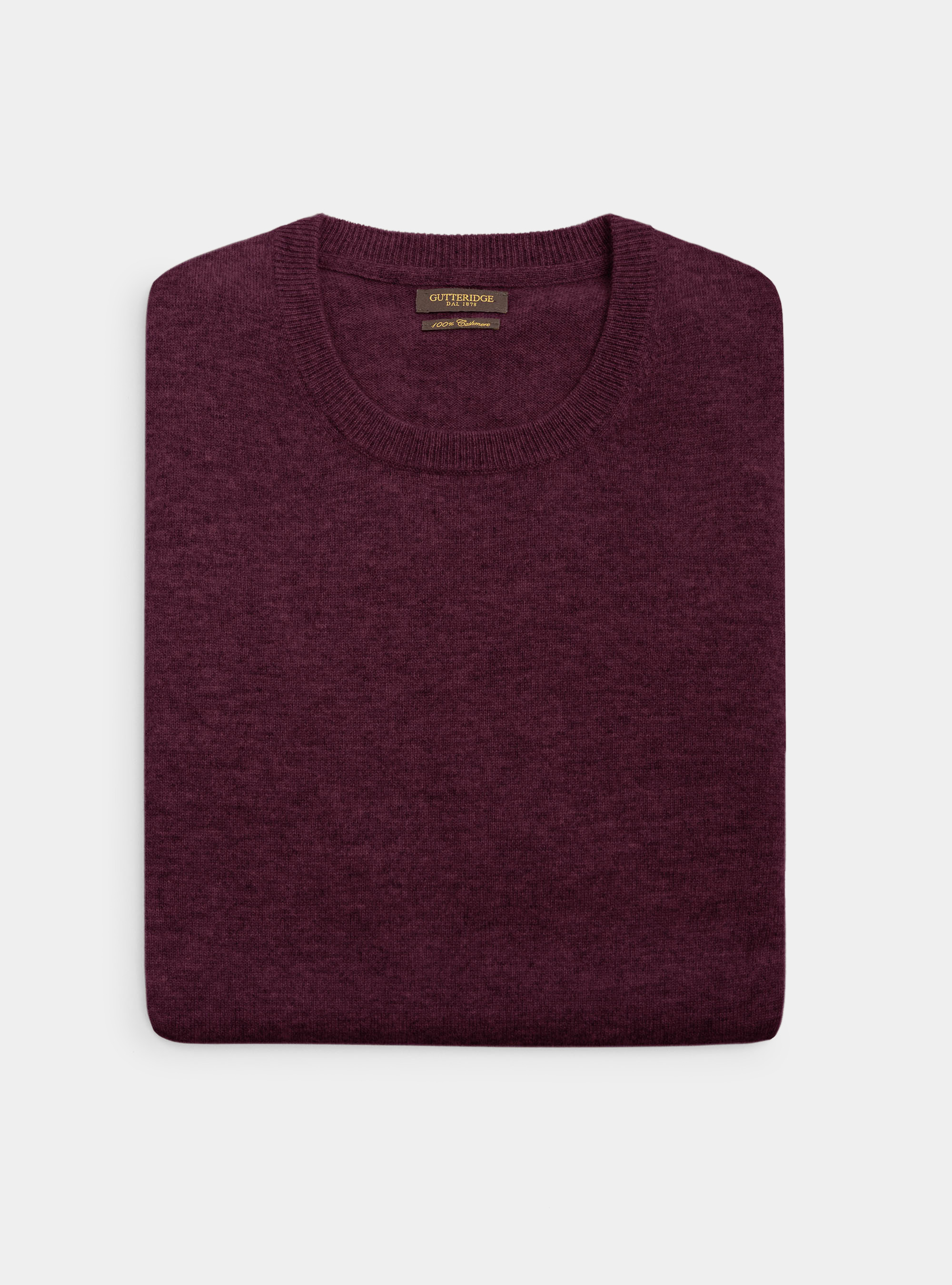 Maglia girocollo 100% cashmere, BORDEAUX