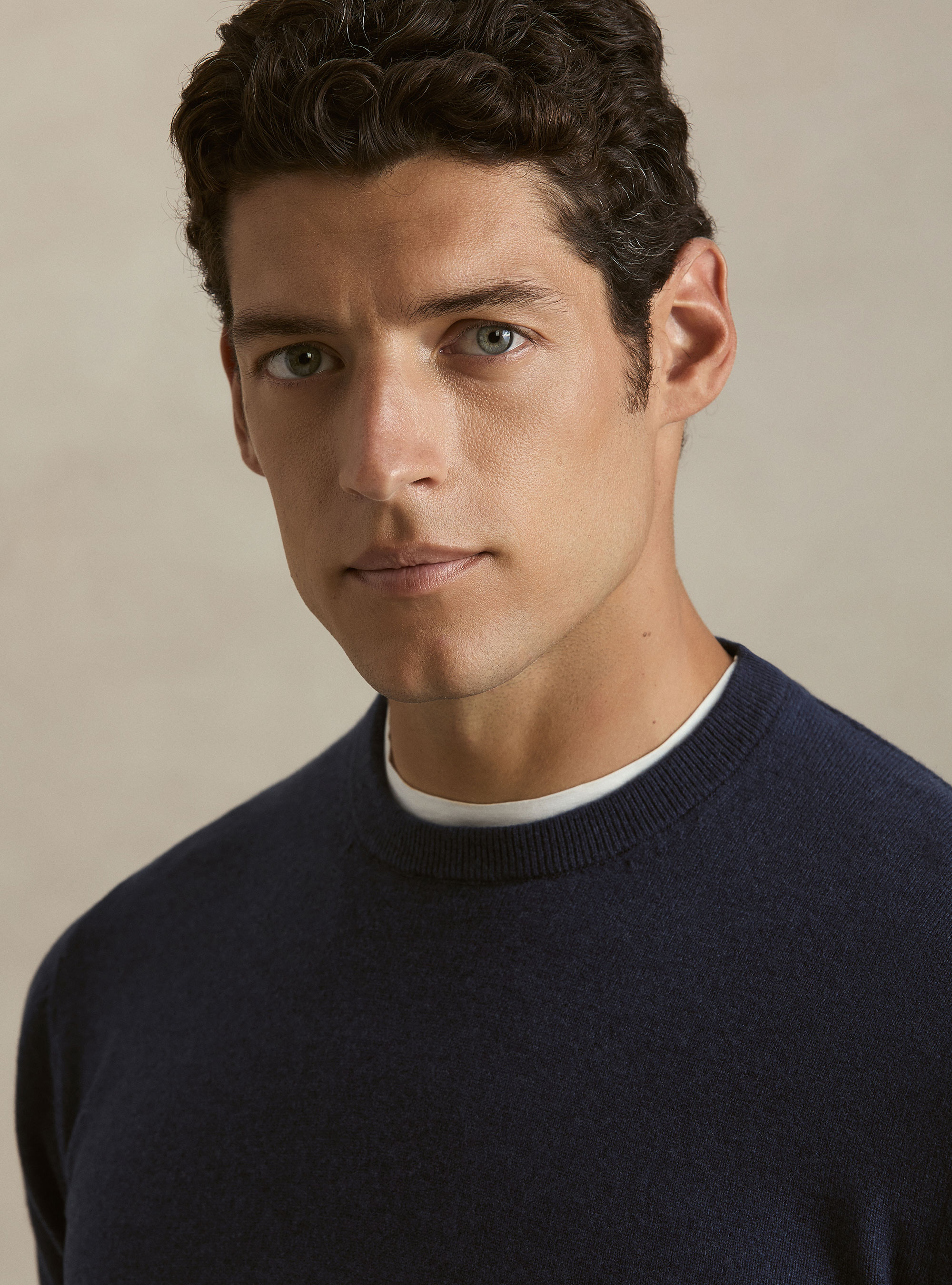 Lambswool and cashmere crewneck sweater, INK
