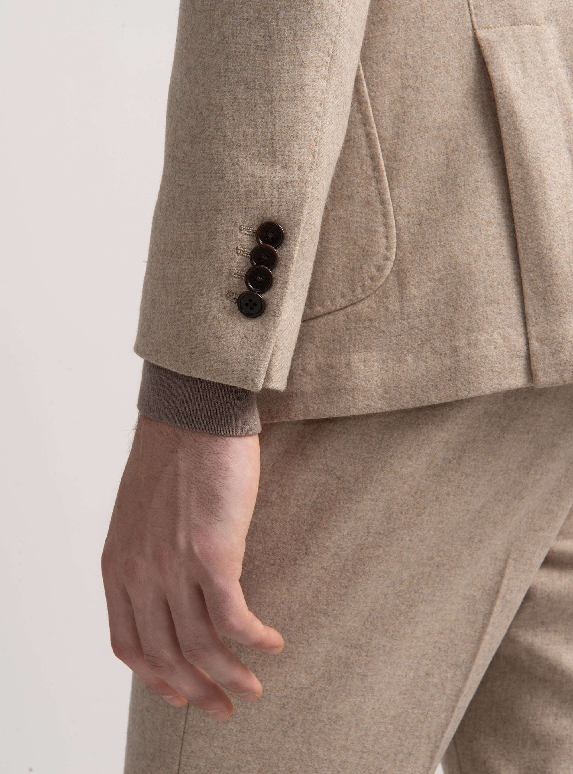 Giacca doppiopetto in flanella di lana, SABBIA