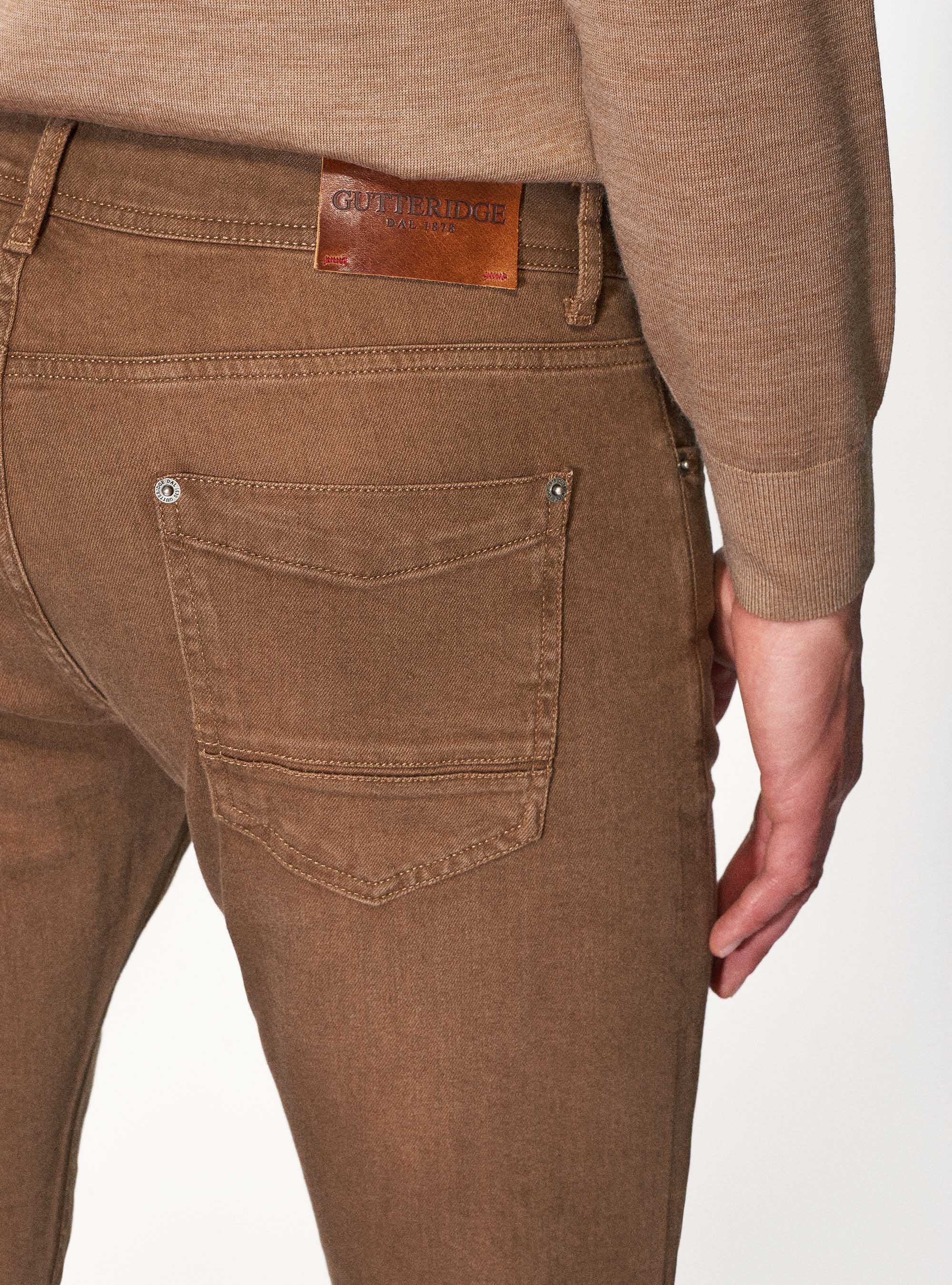 Tailor-fit 5-pocket trousers, BROWN