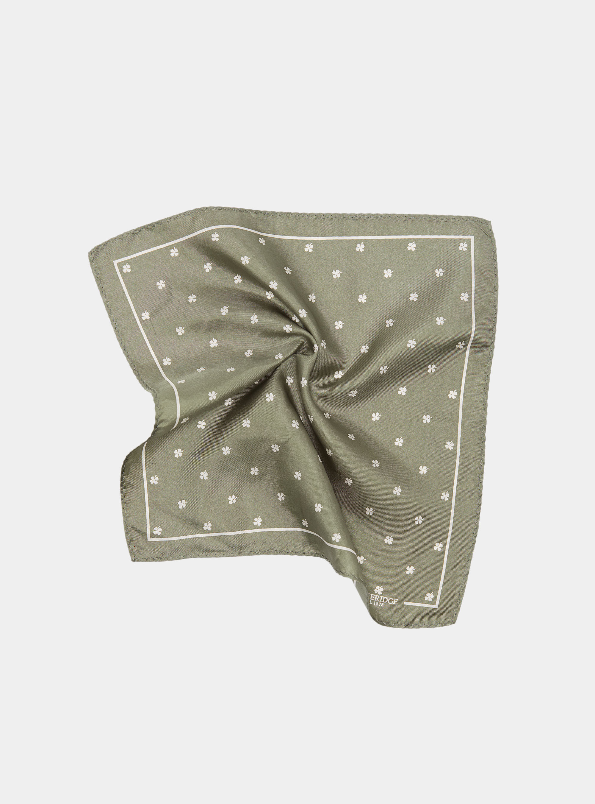 Pochette fantasia quadrifoglio in seta stampata, SALVIA 0602C