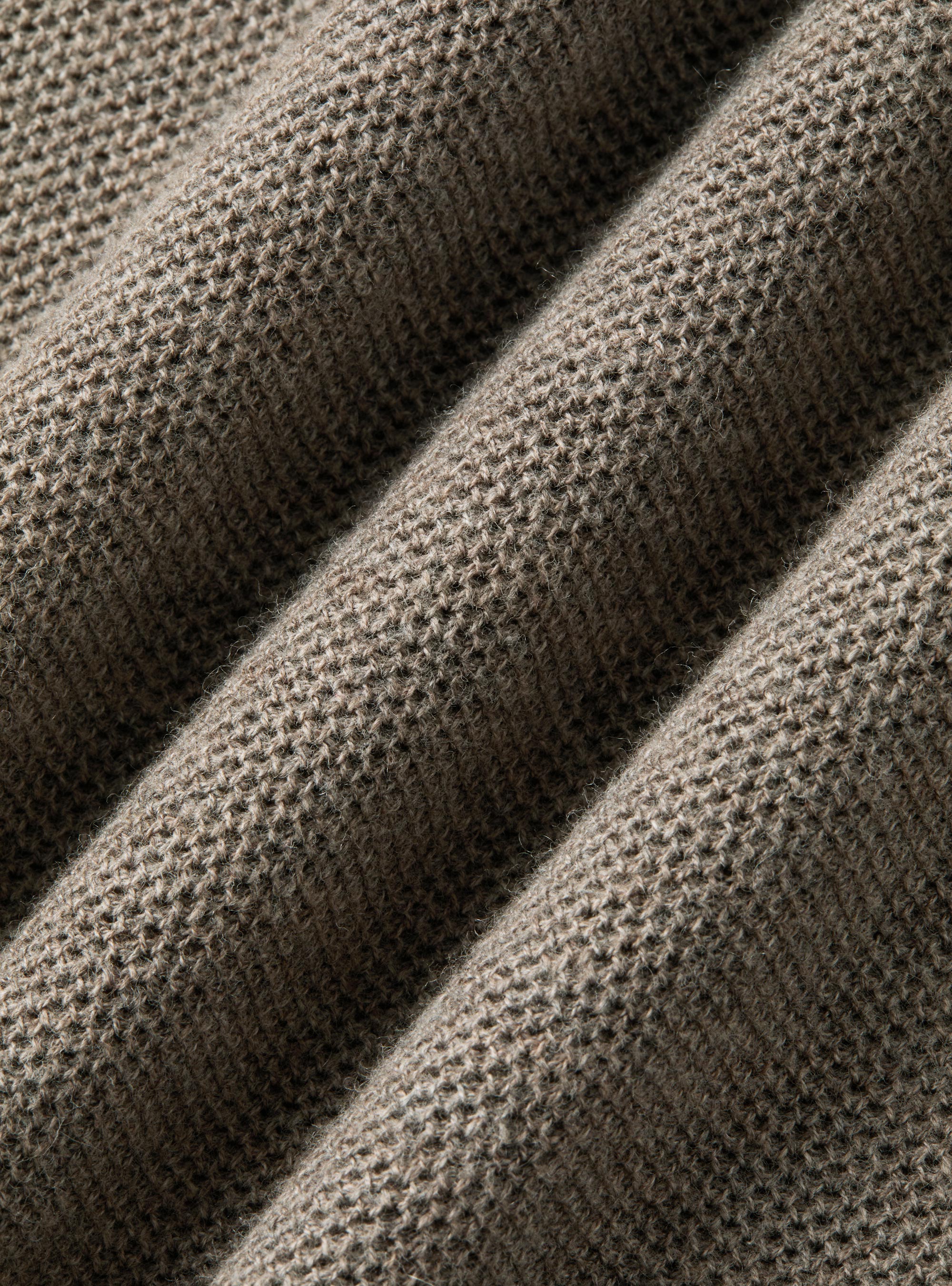 Dolcevita nido d'ape in cotone cashmere, FANGO