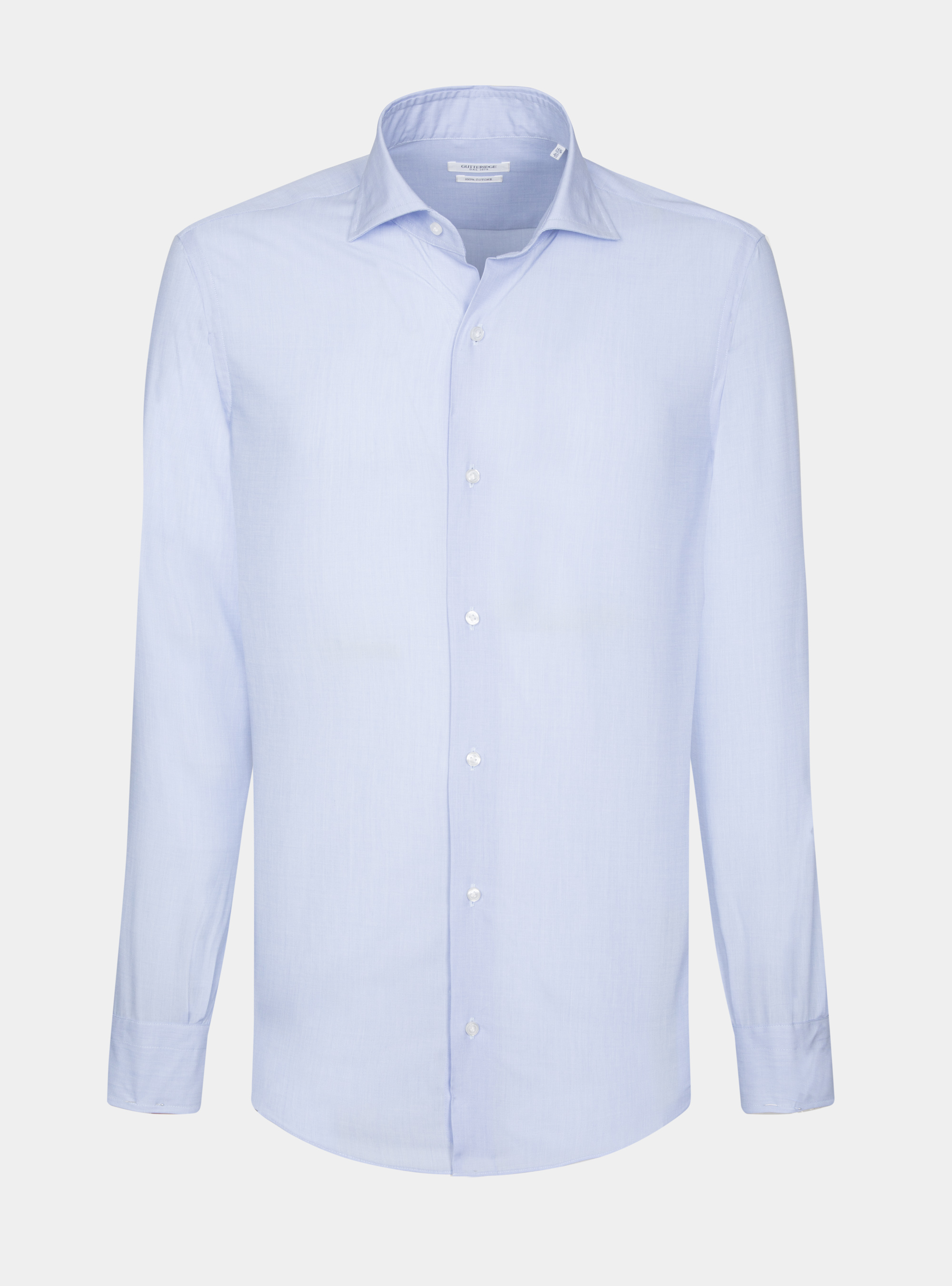 Cotton fil a fil shirt with semi French collar, LIGHT BLUE
