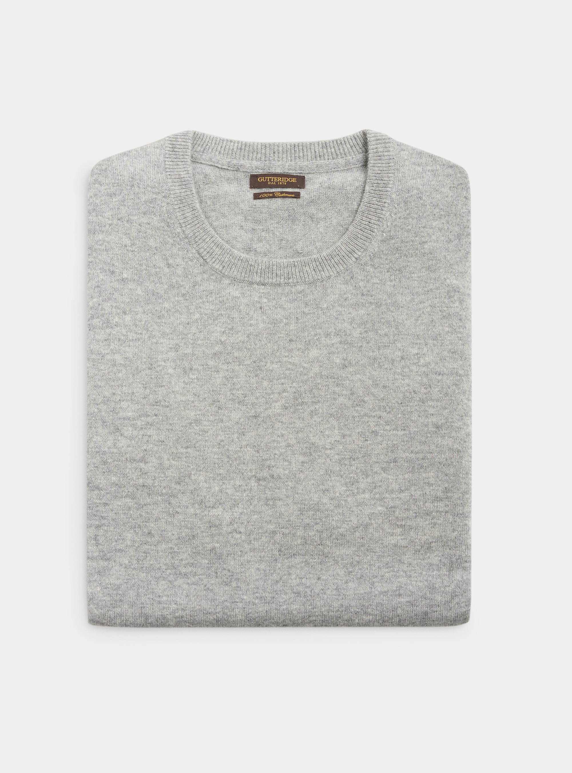 Maglia girocollo 100% cashmere, GRIGIO CHIARO MELANGE
