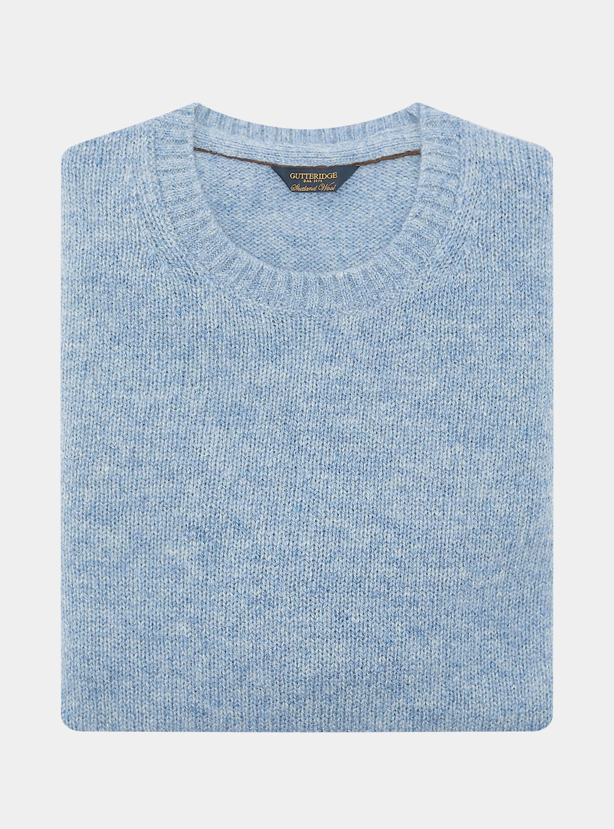 Pure Shetland wool crewneck sweater, AZZURRO POLVERE 0283C