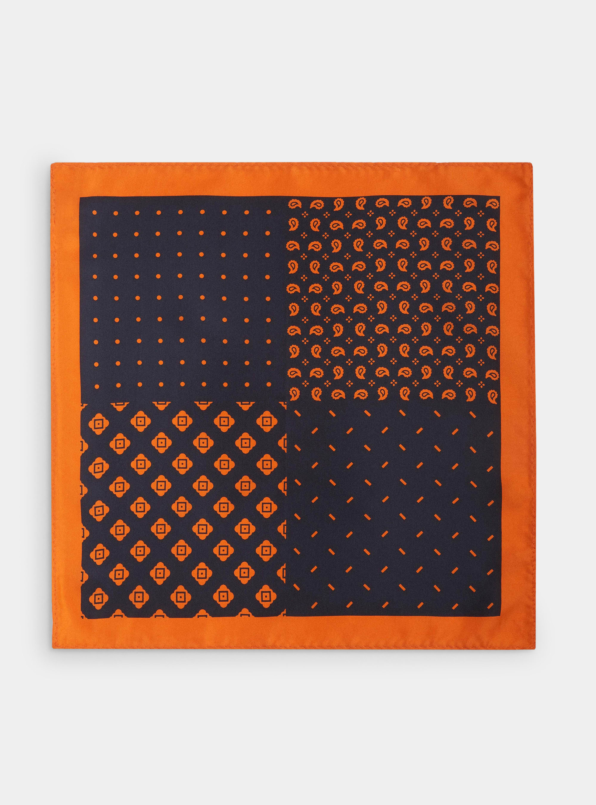 Double face printed silk pochette, ARANCIONE 0358C