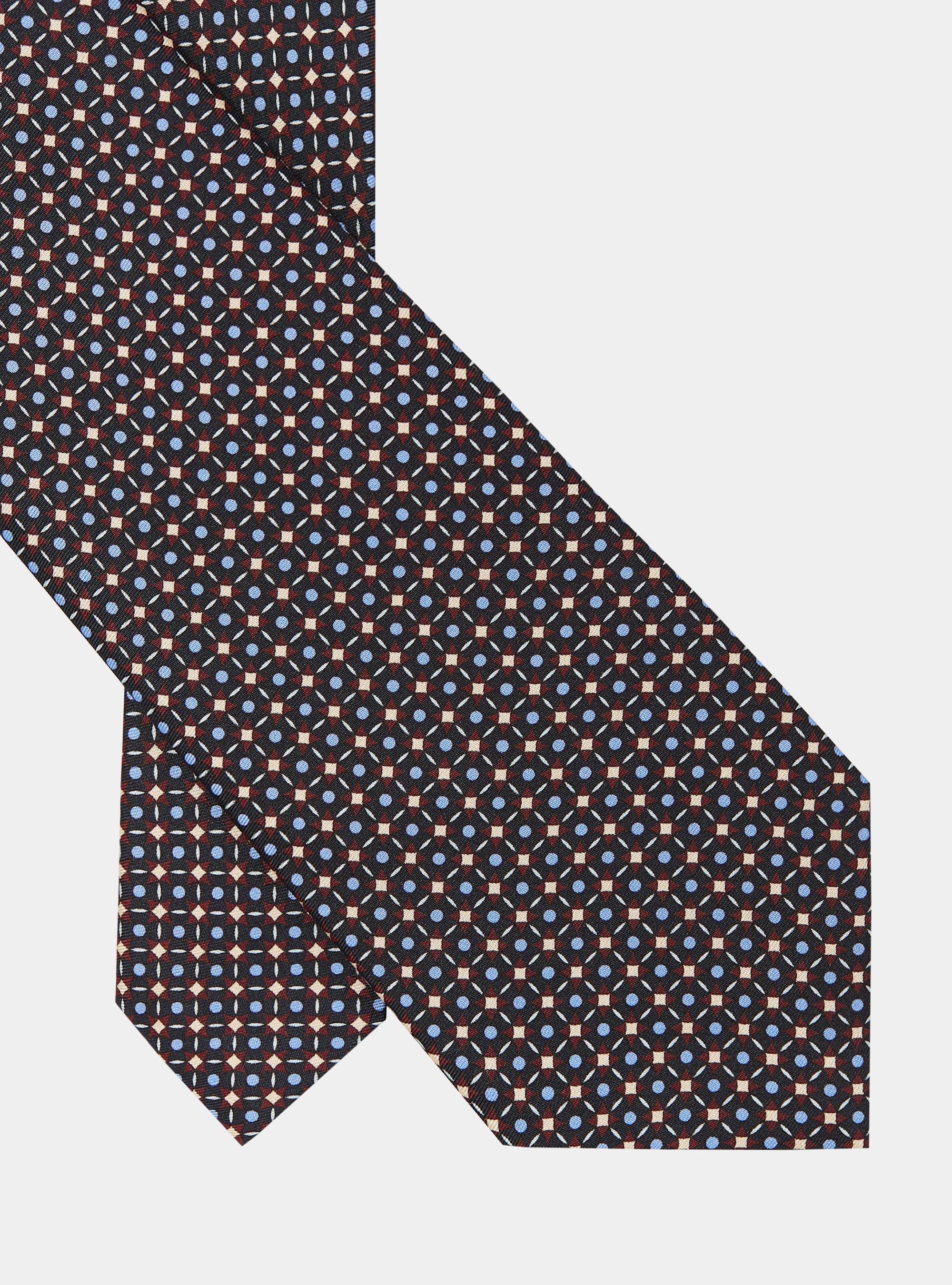 Micro pattern silk tie, NAVY BLUE
