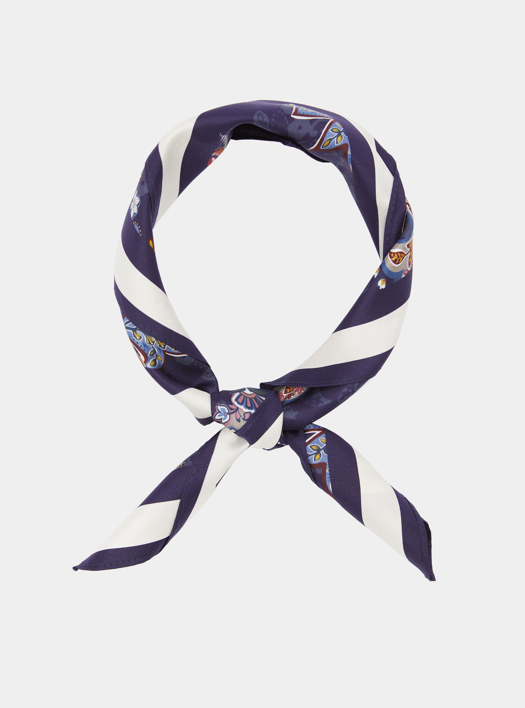 Floral print silk foulard, NAVY BLUE