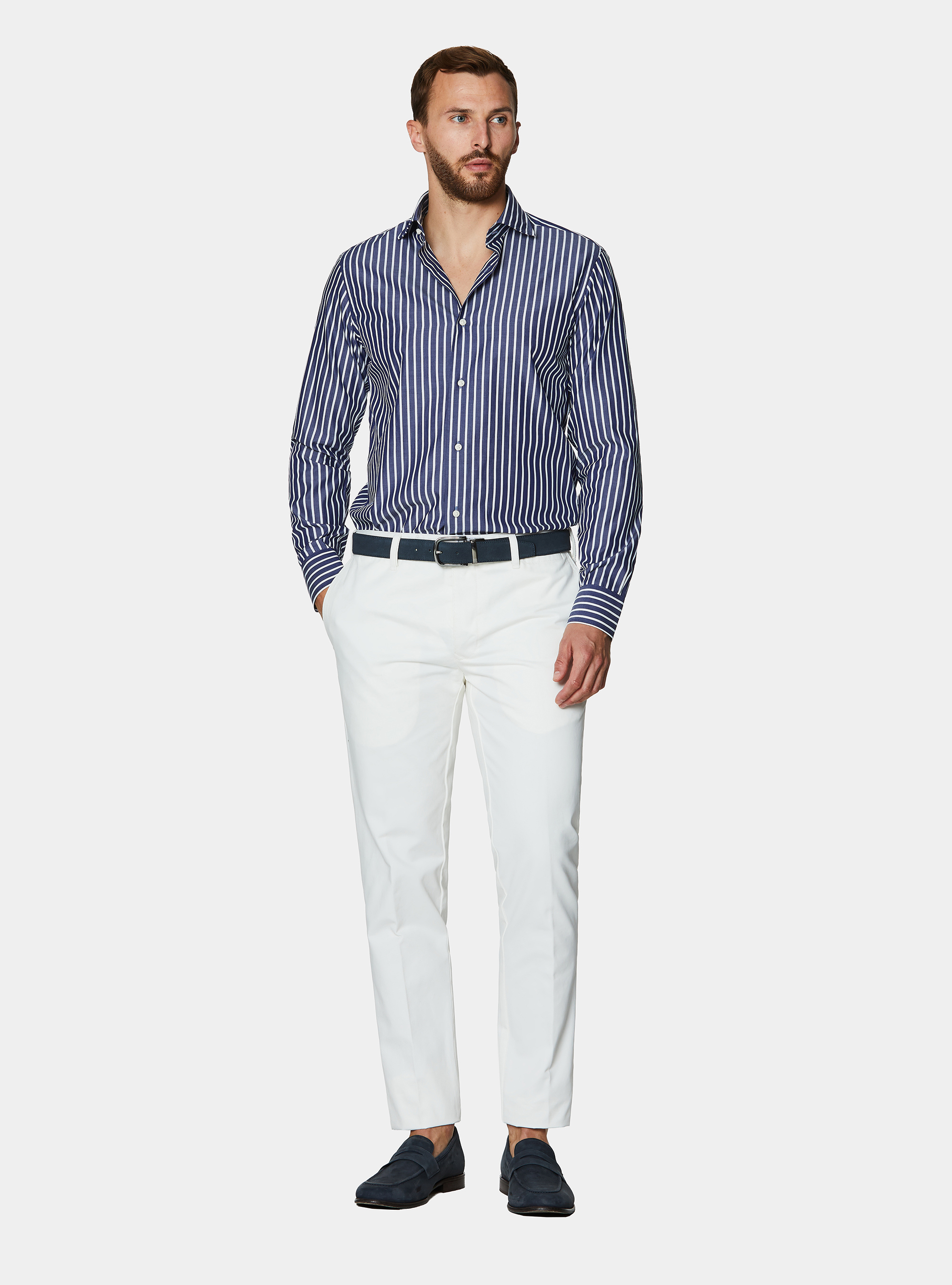 Cotton twill chino trousers, WHITE