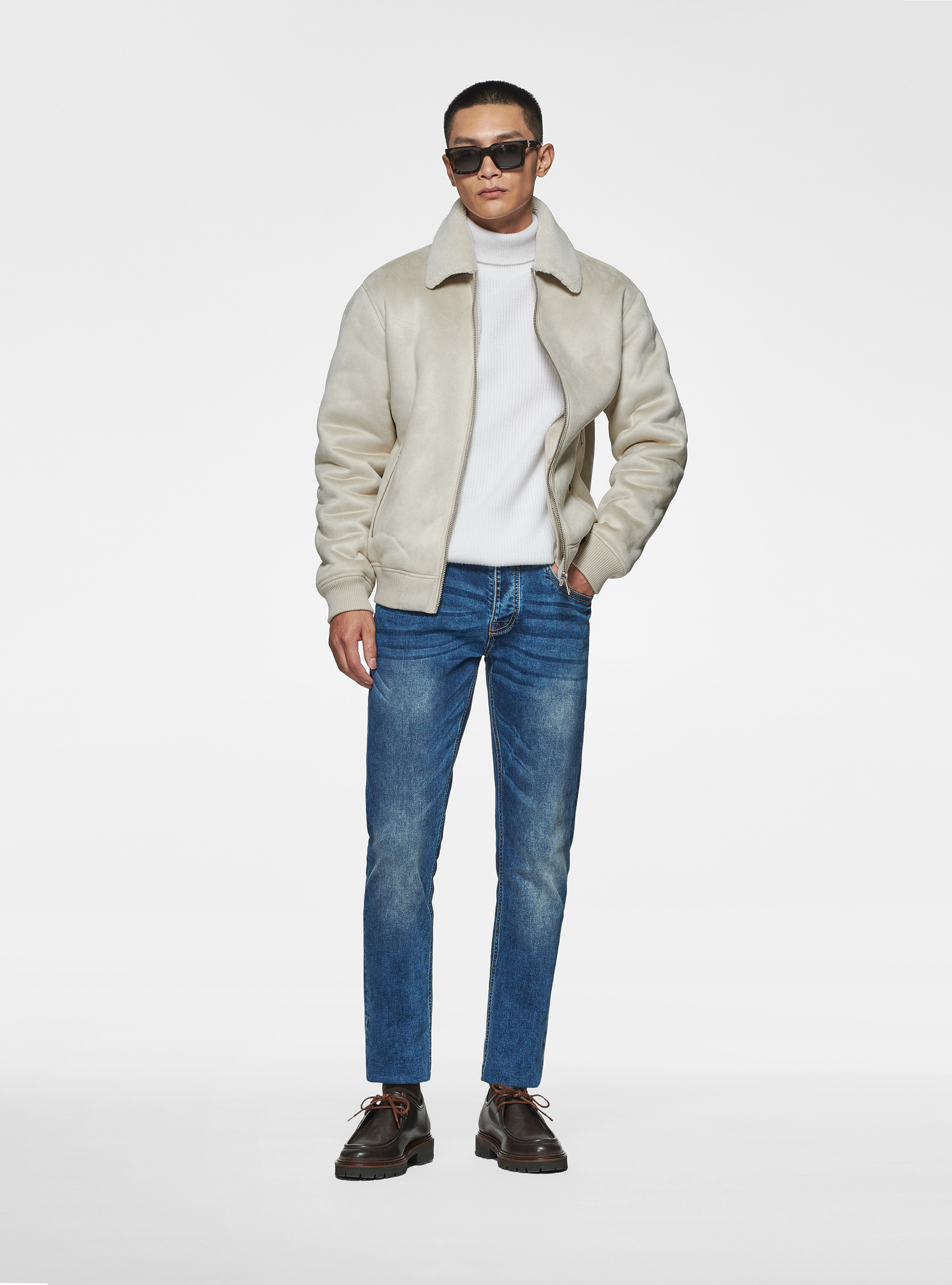 Montone effetto suede, PANNA