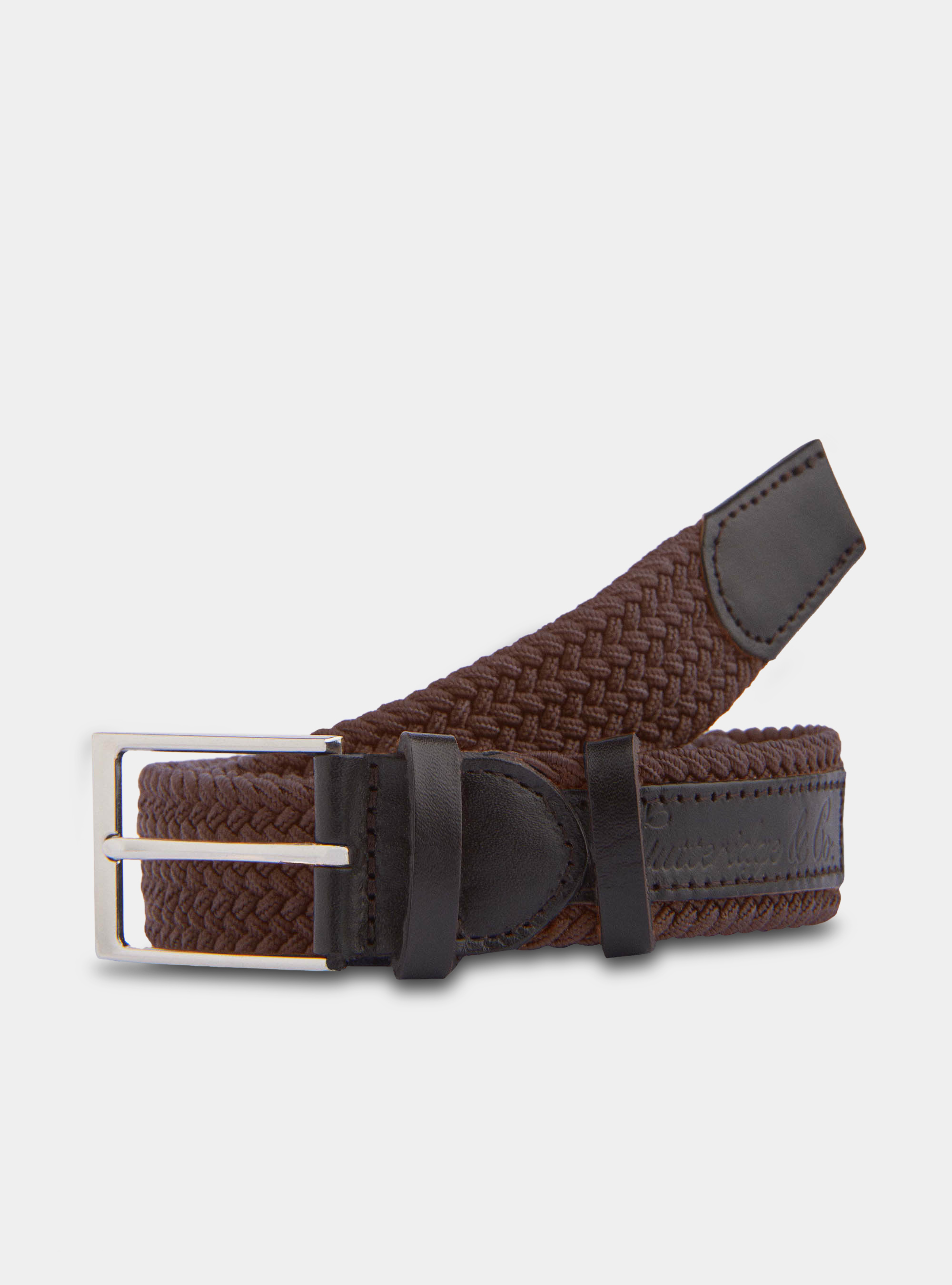 Elasticated belt with logo detail, BROWN