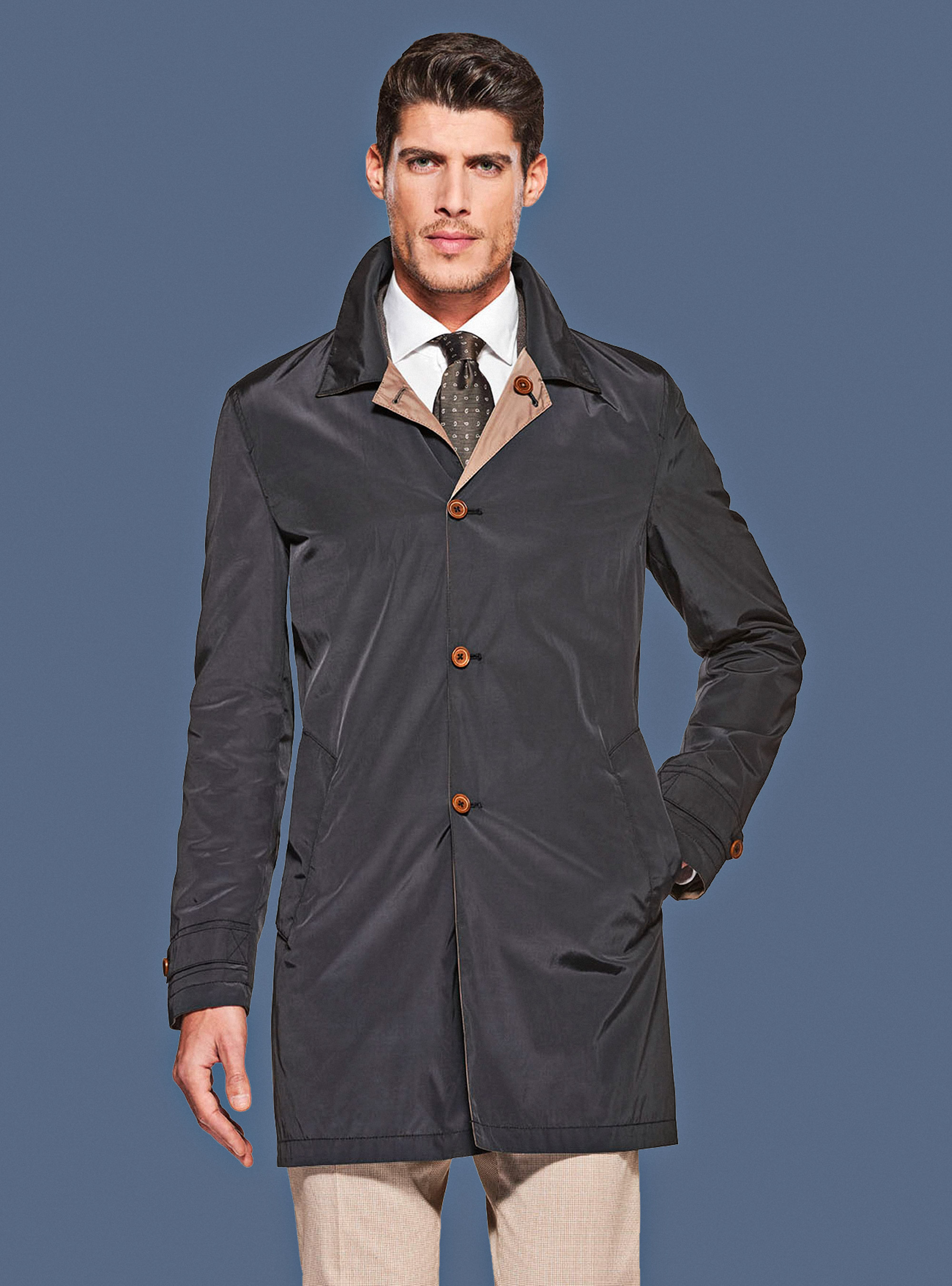 Impermeabile monopetto reversibile, BLU NAVY