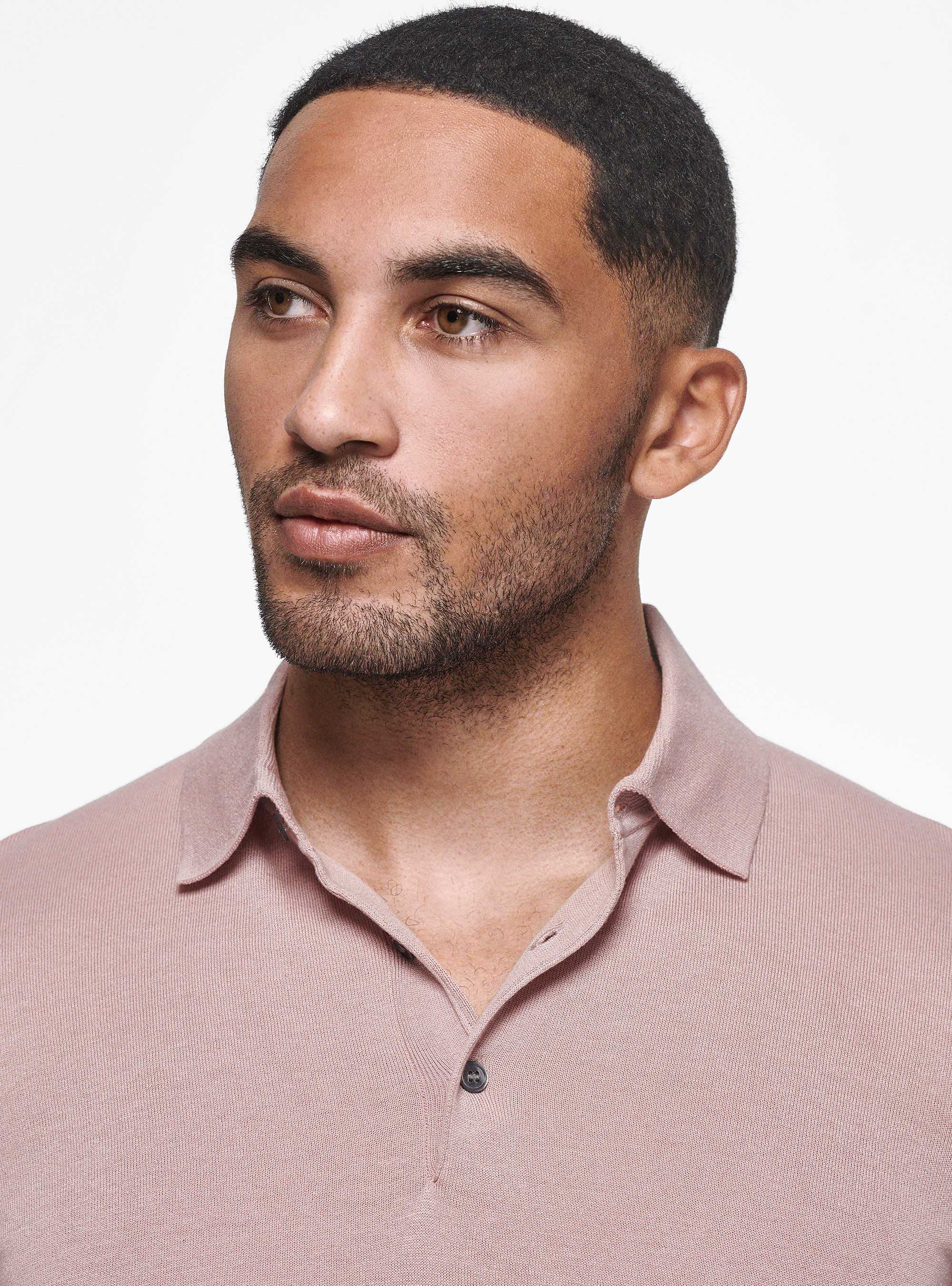 Polo in maglia seta e cotone, 0441C ROSA SCURO