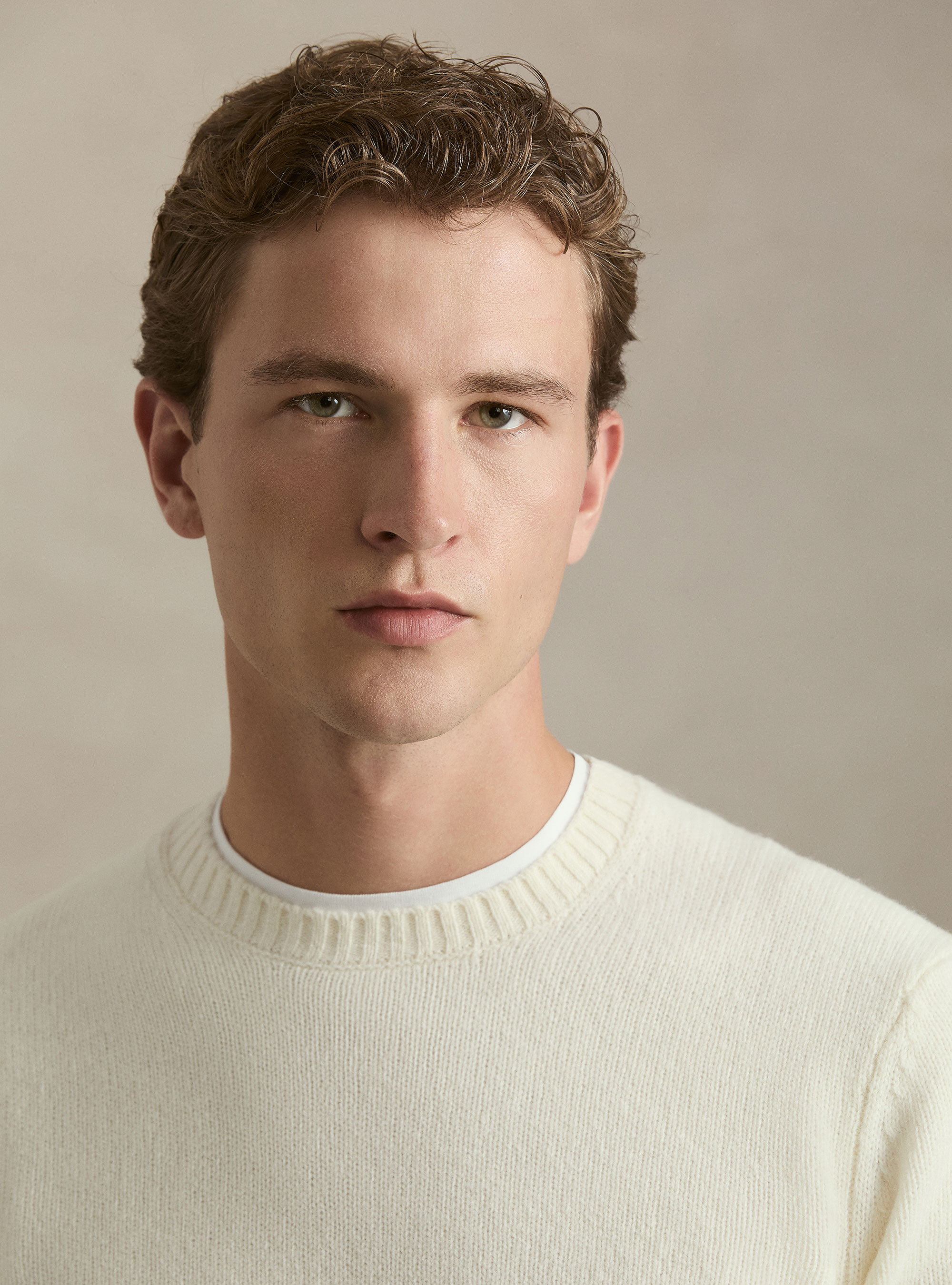 Pure Shetland wool crewneck sweater, WHITE