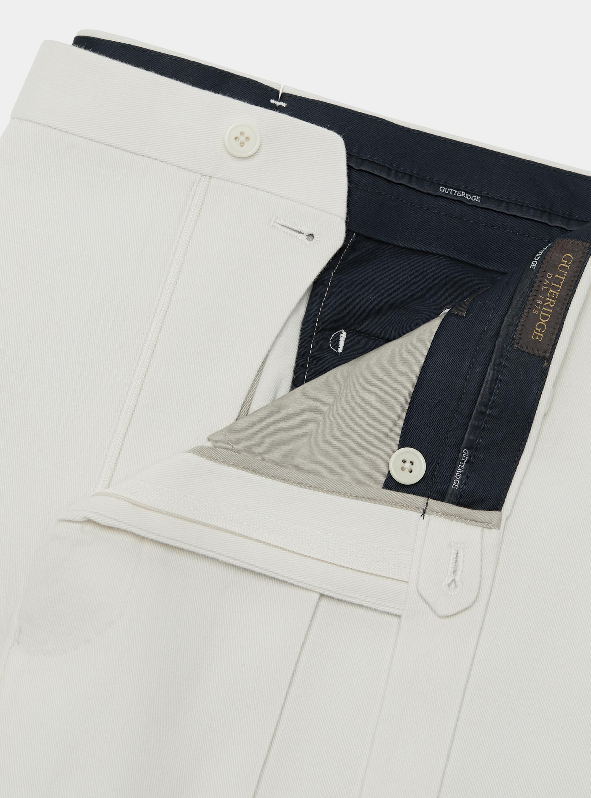 Cotton and cashmere twill pleat trousers, OFF-WHITE